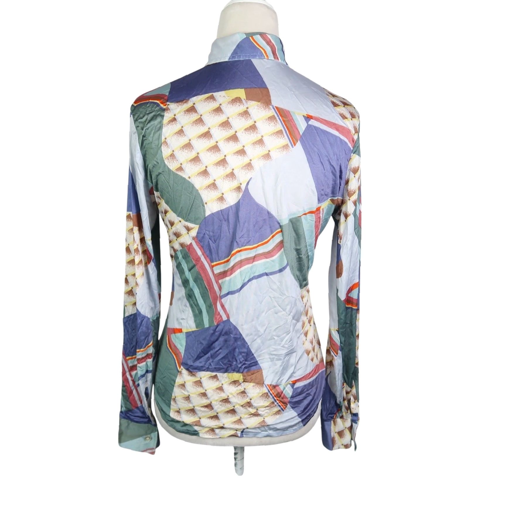 Levi's VINTAGE Levi's Blue Abstract Geometric Psychedelic Button-Down Top Women's S Long Sleeve Collared 90s Bohemian Size S / US 4 / IT 40 - 4 Thumbnail