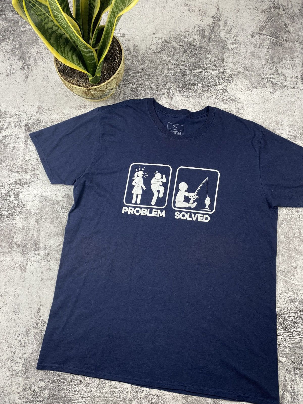 Vintage Humor Problem / Solved Women / Fishing Mem Rare T Shirt Size US XL / EU 56 / 4 - 2 Thumbnail