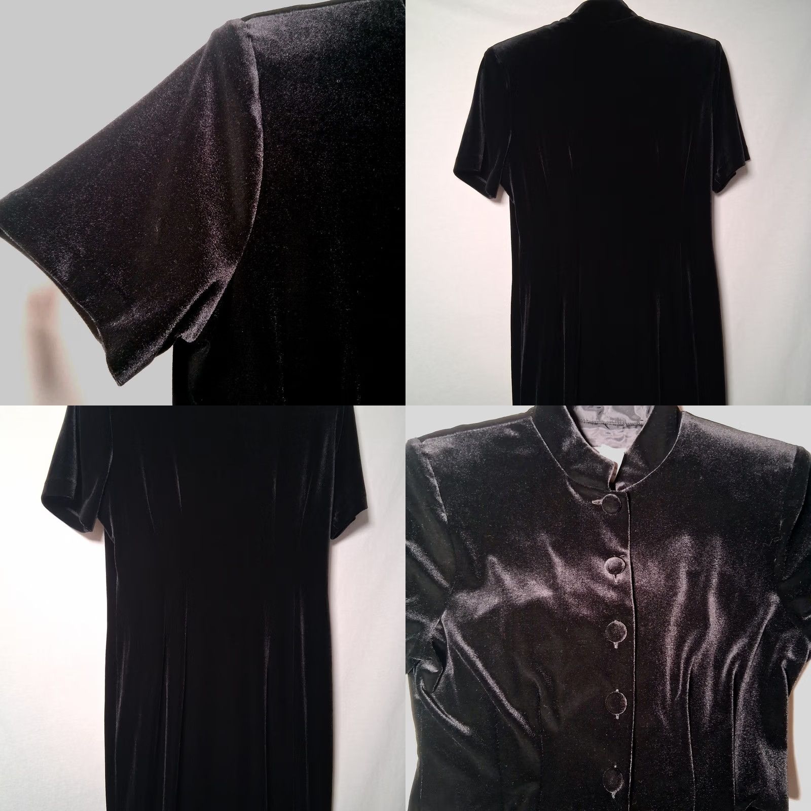 Velour VINTAGE Another Thyme Dress Shirt Black Velour 1990s 90s Whimsigoth Button Size 10 Womens Size L / US 10 / IT 46 - 8 Thumbnail