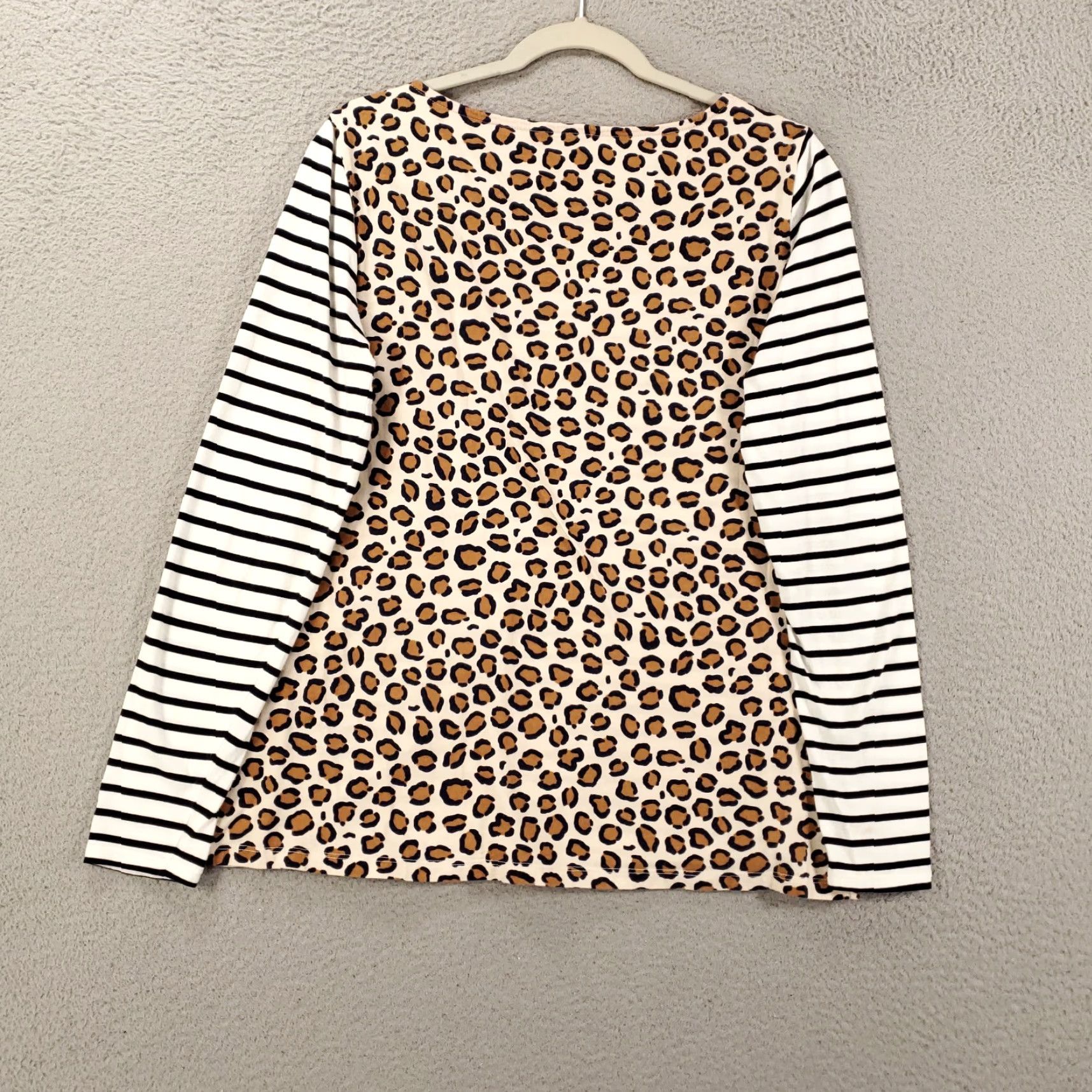 Boden Boden Leopard Print Back Striped Front Mixed Print Top Womens 12 Multicolor Knit Cotton Blouse Size XL / US 12-14 / IT 48-50 - 4 Thumbnail