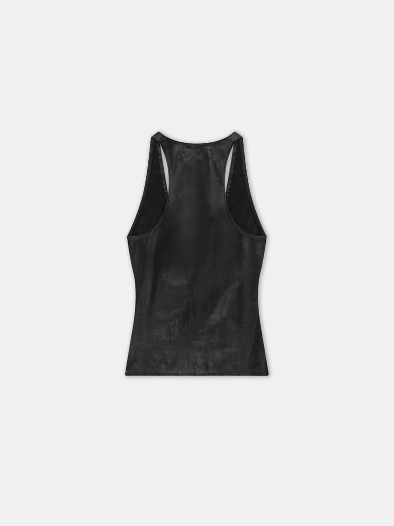 Amiri o1s1wg110526 MA Leather Racer Back Tank Top in Black Size M / US 6-8 / IT 42-44 - 2 Thumbnail