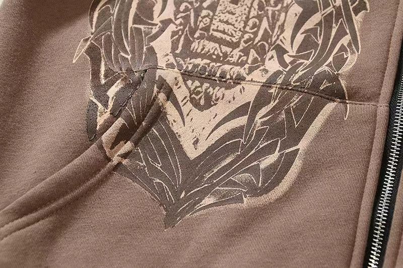 Japanese Brand × Vintage Street Retro Embossed Print Loose Hooded Sweatshirt Size US XL / EU 56 / 4 - 8 Thumbnail