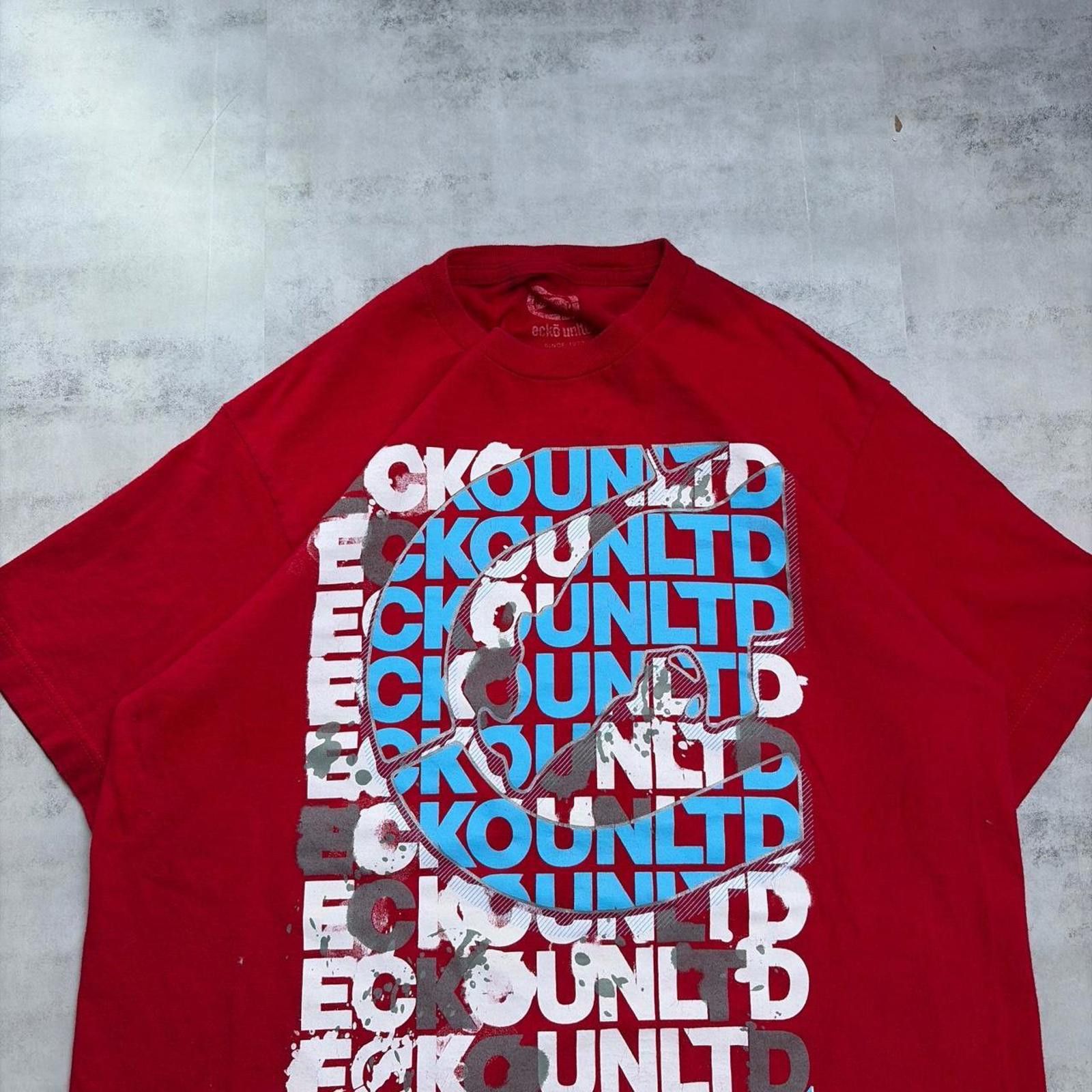Ecko Unltd. Y2K Red Ecko Unltd Grunge Distressed Skater T-Shirt Size US L / EU 52-54 / 3 - 3 Thumbnail