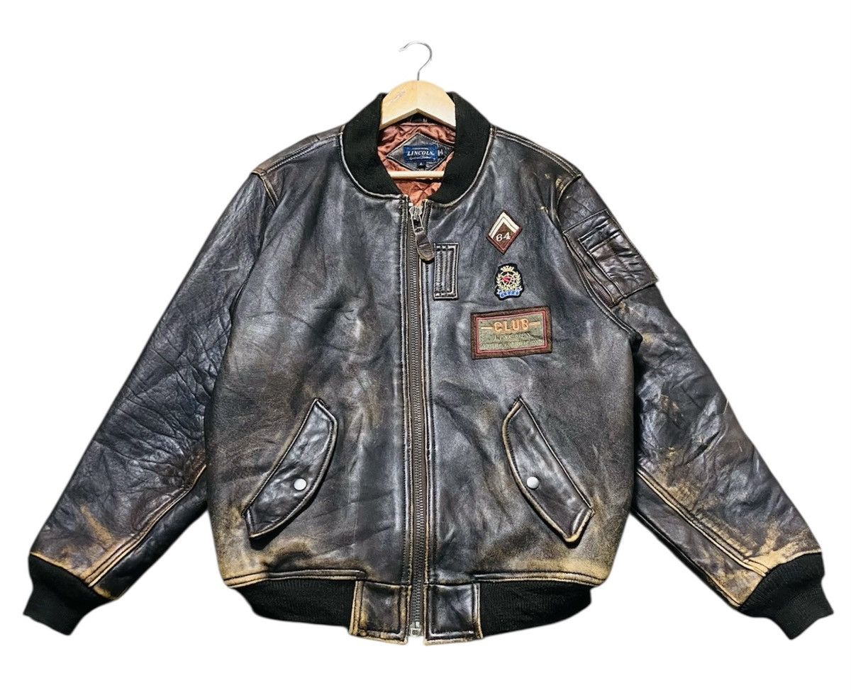Genuine Leather Vintage Lincoln Sheepskin Leather Bomber Jacket Size US L / EU 52-54 / 3 - 3 Thumbnail