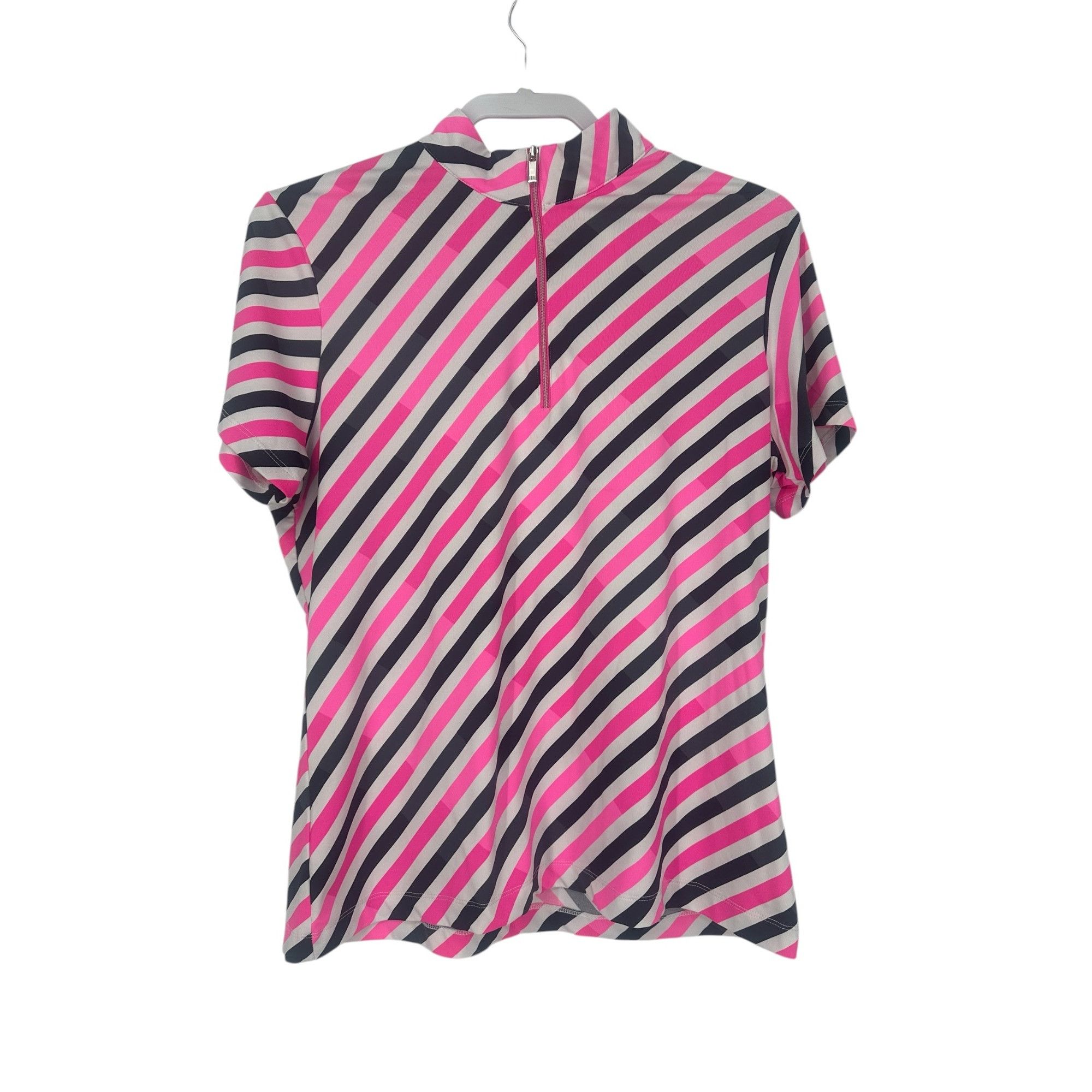 Other Tail Golf Top - Pink Black Striped Quarter Zip - Size L Size L / US 10 / IT 46 - 1 Thumbnail