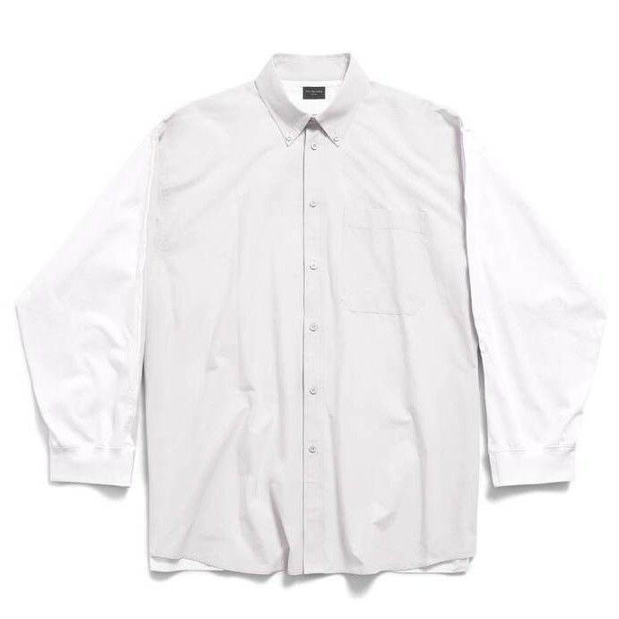 Balenciaga o1w1db10825 3B Sports Icon Hybrid Shirt Oversized in White Size S / US 4 / IT 40 - 1 Thumbnail