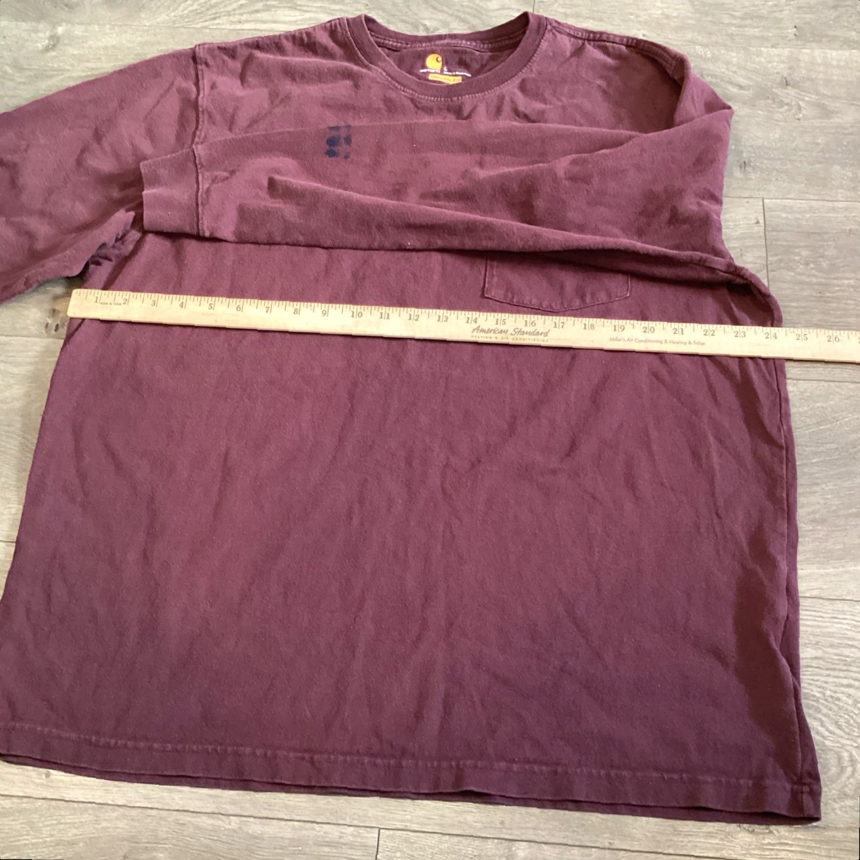 Carhartt VINTAGE Carhartt Shirt Mens Large Burgundy Original Fit Long Sleeve Outdoor Casual Top L Maroon Knit Logo Personalize Mens Size US L / EU 52-54 / 3 - 5 Thumbnail