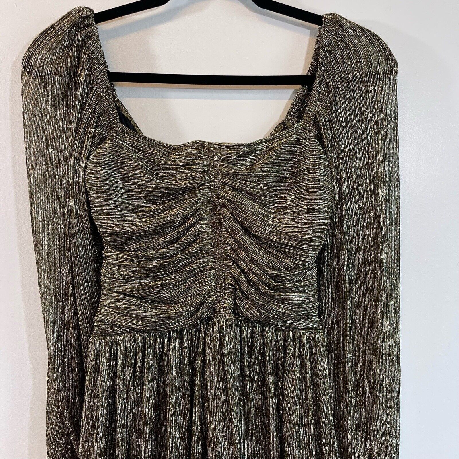 A.L.C. A.L.C. | Gold Metallic Crinkle Plisse Party Dress 4 Size S / US 4 / IT 40 - 9 Thumbnail