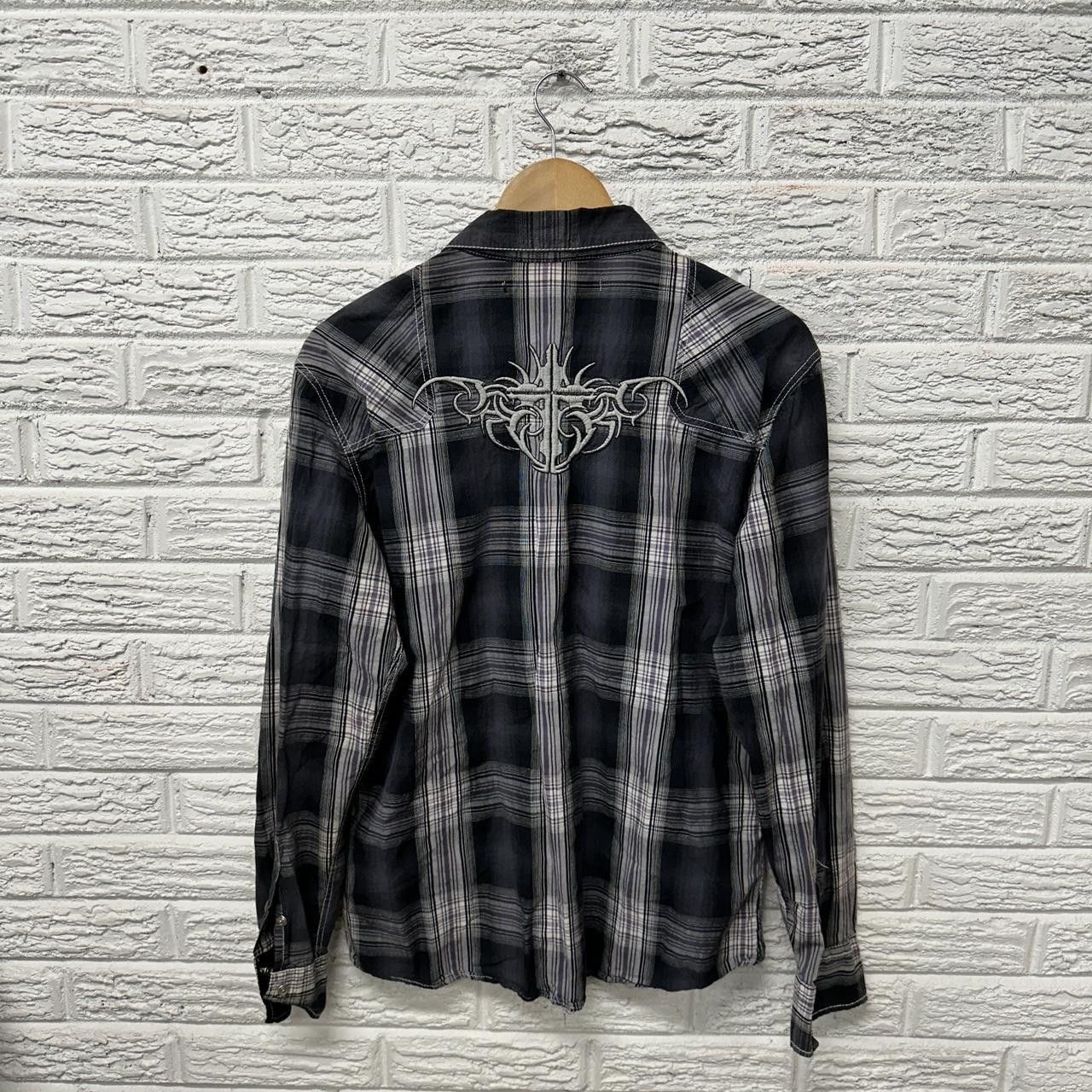 Vintage Y2K Black Pearl Snap Embroidered Collared Shirt Large Size US L / EU 52-54 / 3 - 3 Thumbnail