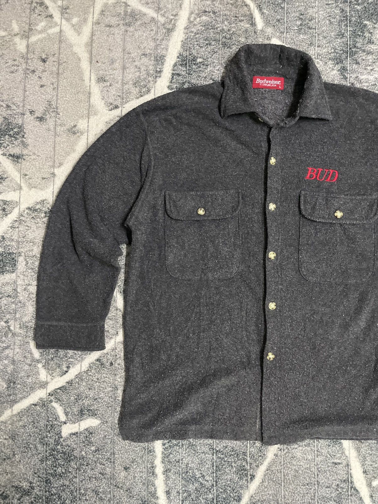 Budweiser × Vintage VINTAGE BUDWEISER FLANNEL BUTTON UP WOOL Size US L / EU 52-54 / 3 - 3 Thumbnail