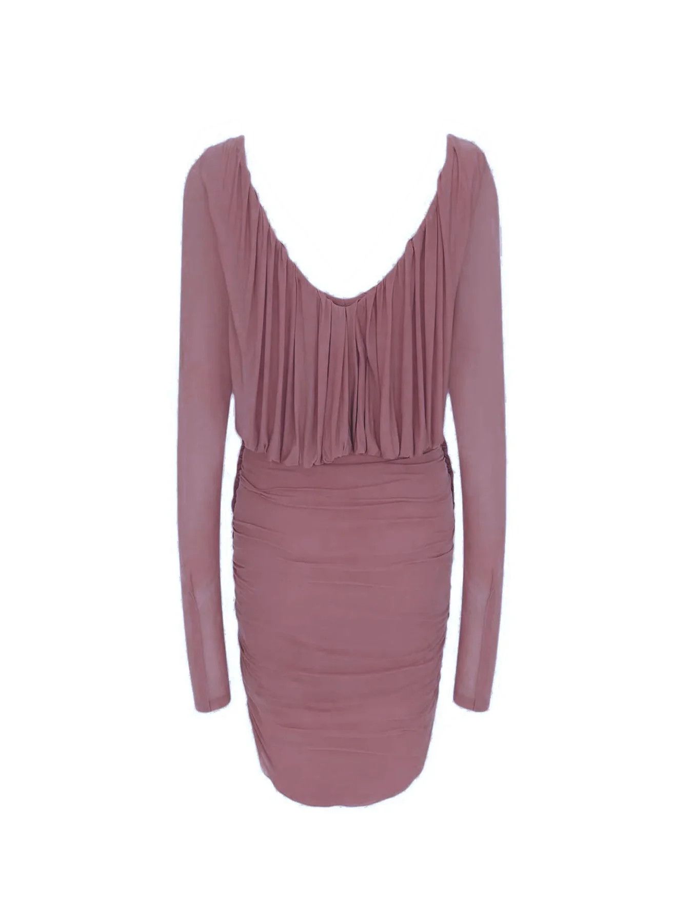 Saint Laurent Paris o1s1wg111024 Draped Mini Dress in Dark Pink Size M / US 6-8 / IT 42-44 - 2 Thumbnail
