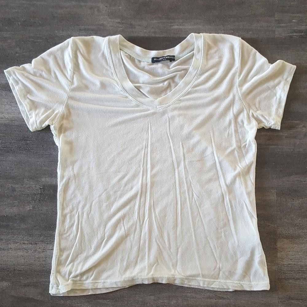 Designer White Blue Tinted Melville Vneck Size ONE SIZE - 1 Thumbnail