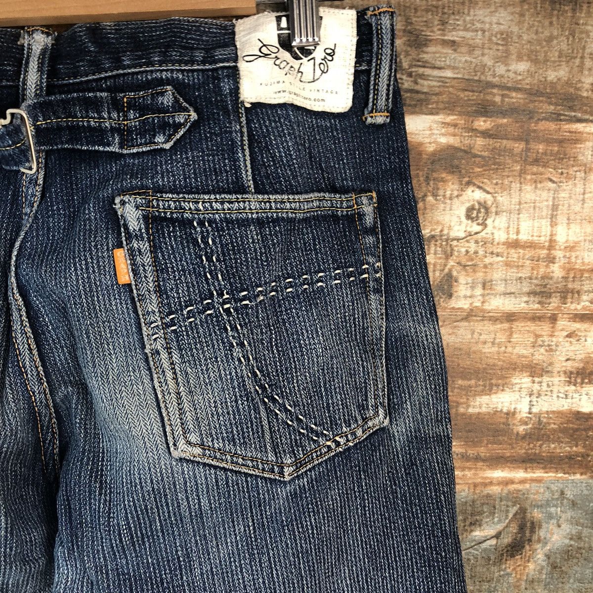 Japanese Brand DL Graph Zero Blue Distressed selvedge Denim Pants #A2073 Size US 33 - 17 Thumbnail