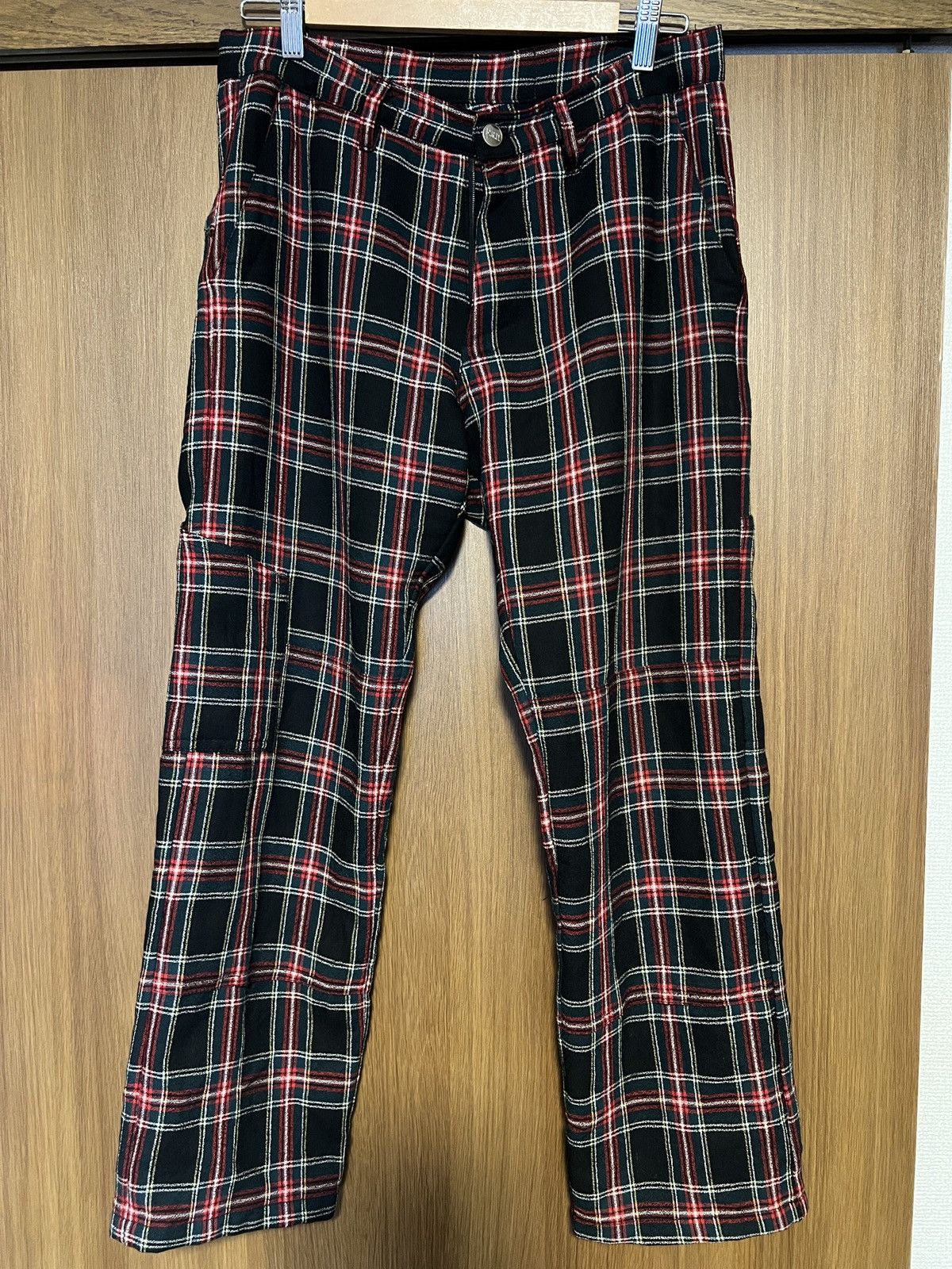 image of Enfants Riches Deprimes Check Cargo Trousers Pants in Red, Men's (Size 29)