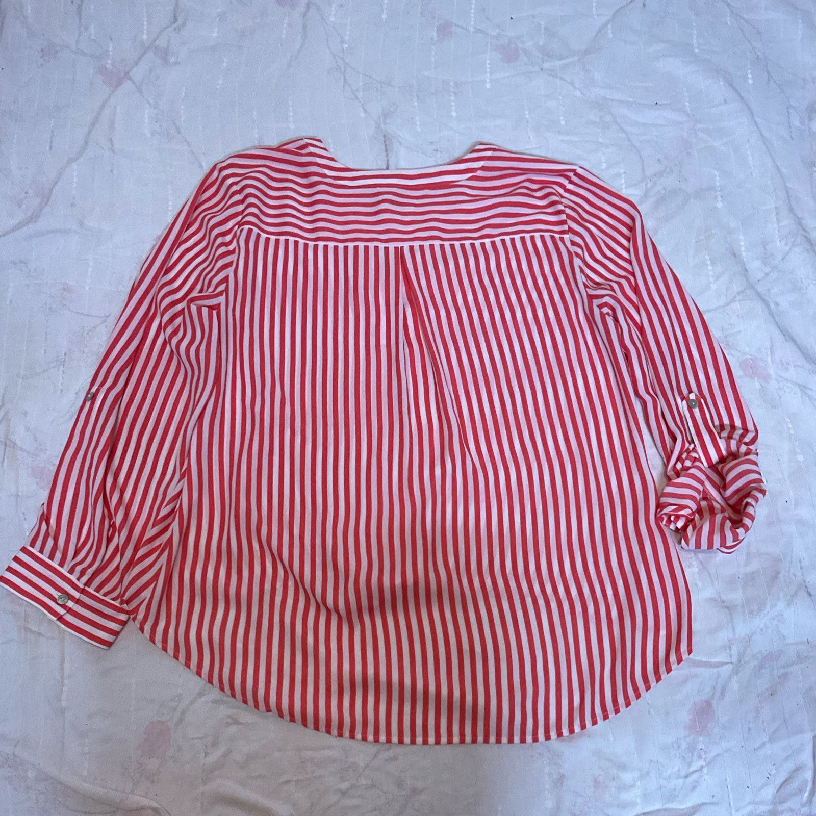 Chicos Chicos Blouse Womens Size 2 Large Coral White Stripe Size L / US 10 / IT 46 - 16 Thumbnail