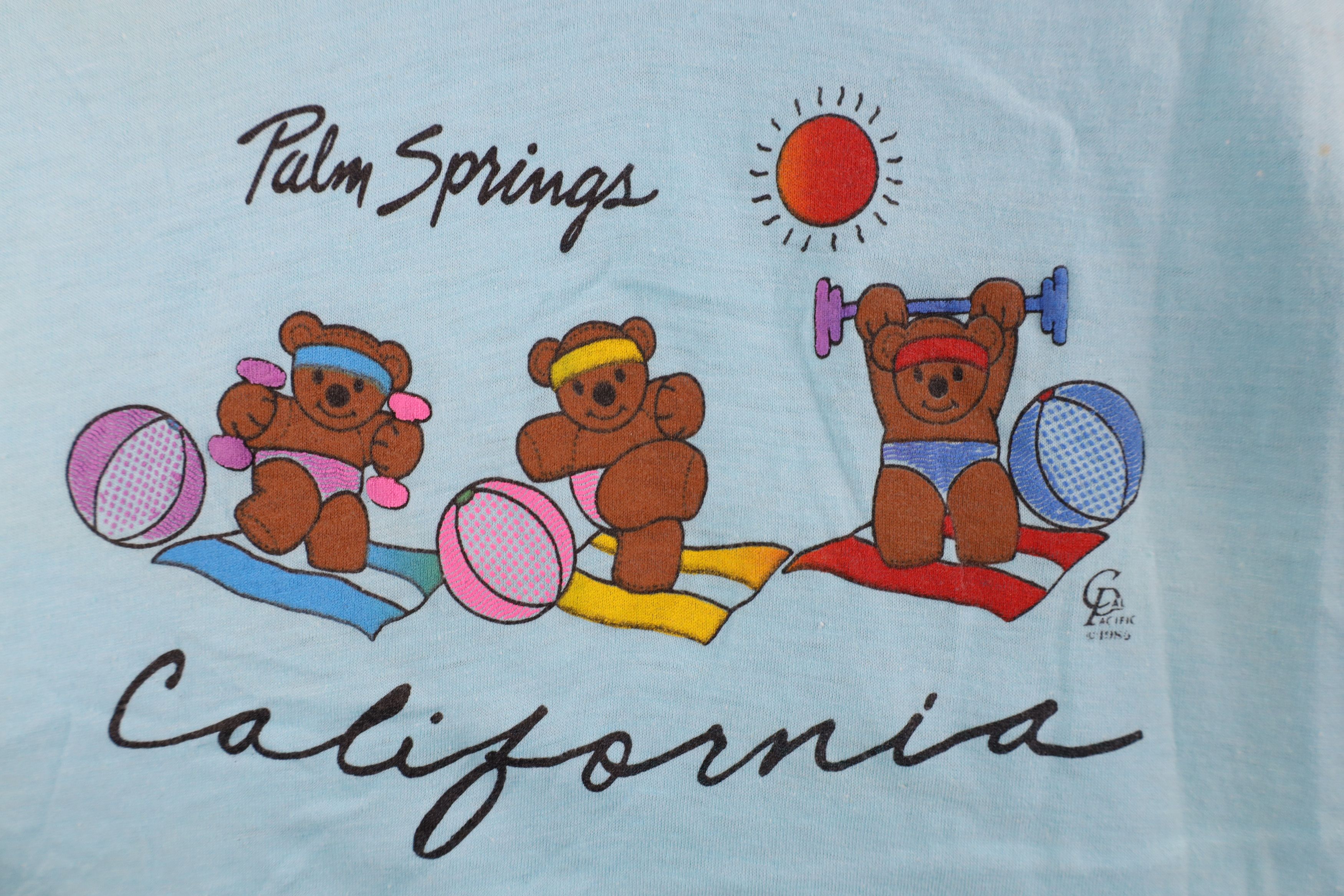 Vintage Vintage 80s Palm Springs California Beach Bear T-Shirt USA Size L / US 10 / IT 46 - 4 Thumbnail