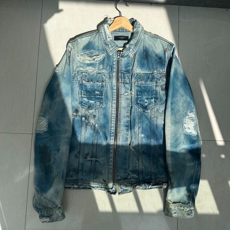 Amiri Amiri 16og genuine oil stain denim jacket Size US L / EU 52-54 / 3 - 1 Thumbnail