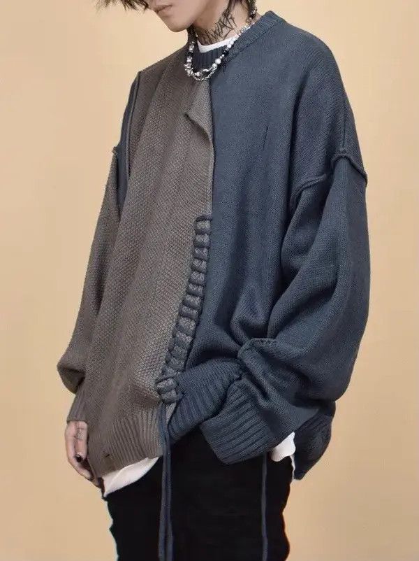 VIBE Retro punk grunge distressed patchwork knitwear sweater Size US L / EU 52-54 / 3 - 2 Thumbnail