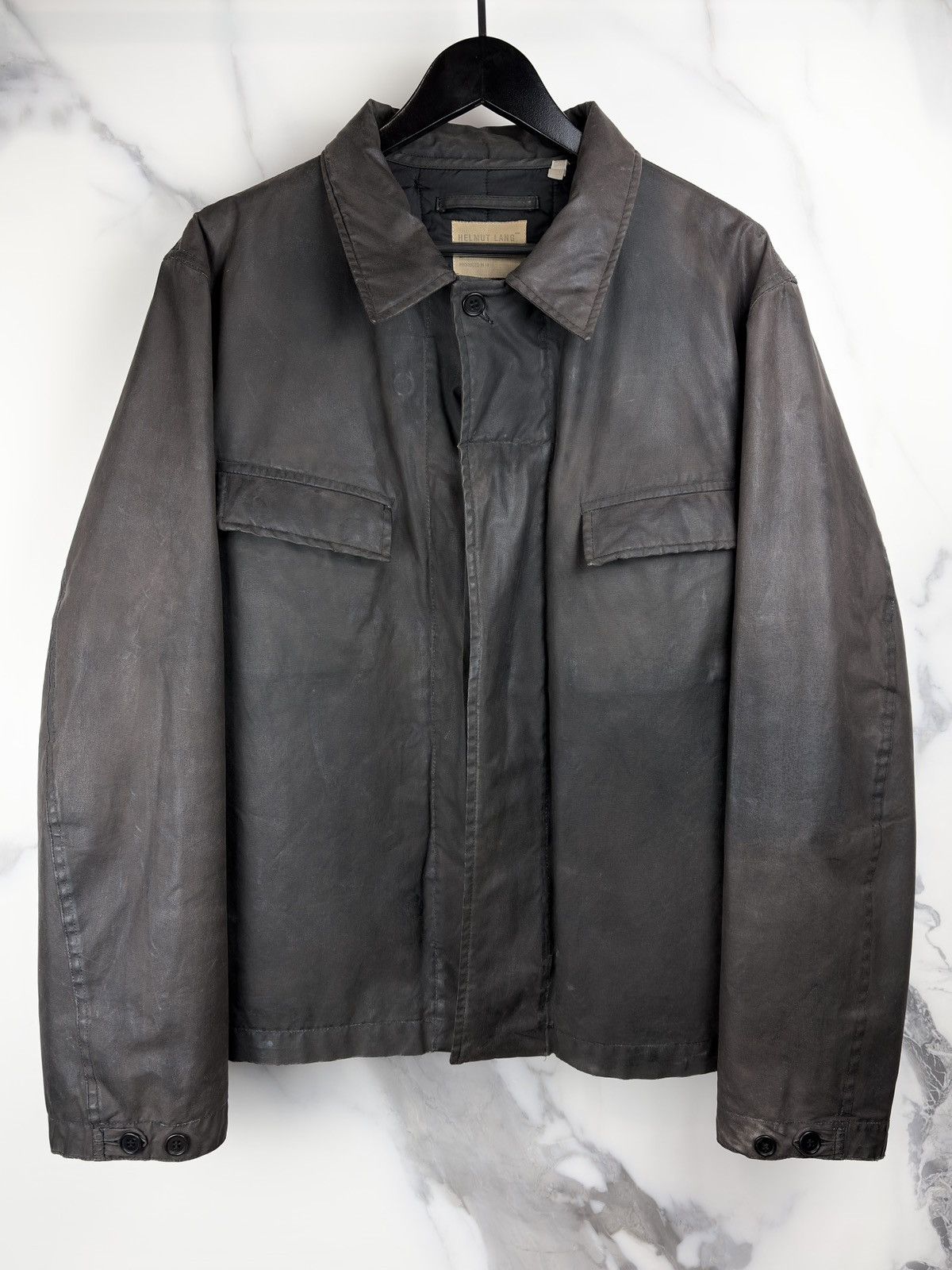 AW98 Helmut Lang Cera Waxed Coated Lined Worker Jacket