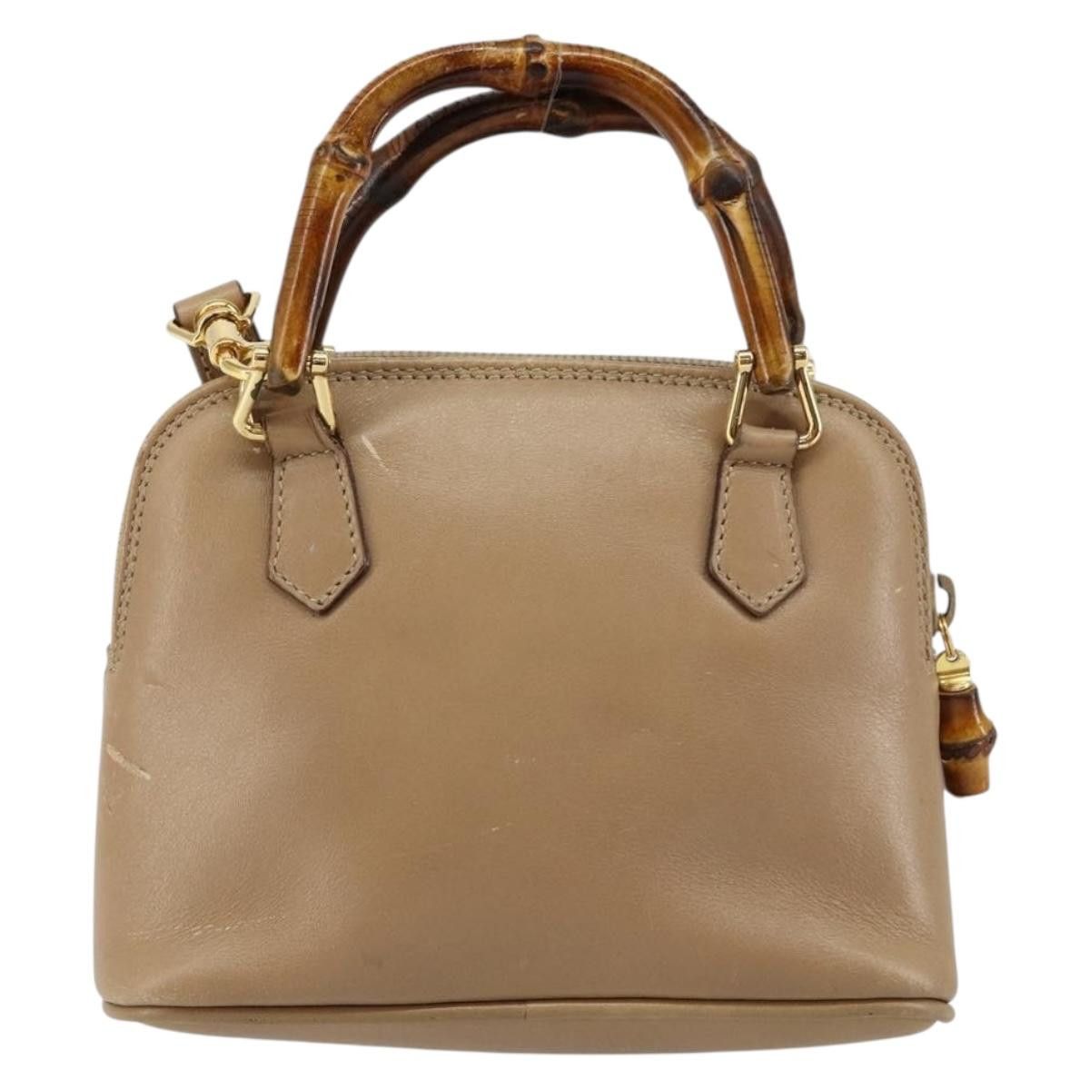 Gucci GUCCI Bamboo Handbag Leather Beige Gold 007 2865 007 2865 Size ONE SIZE - 3 Thumbnail