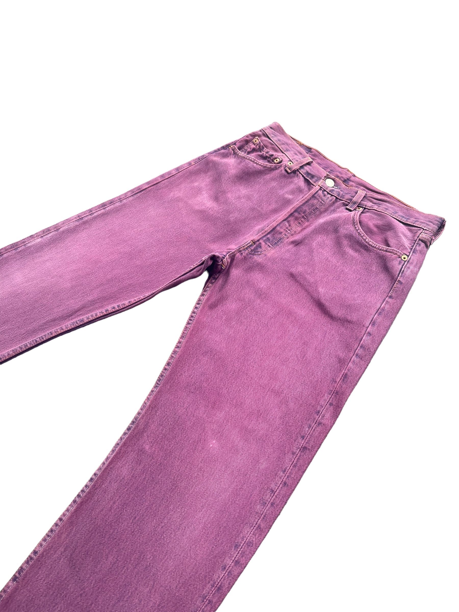 Levi's Vintage 2000 Levis 501 e Purple Faded Denim Size US 33 - 2 Thumbnail
