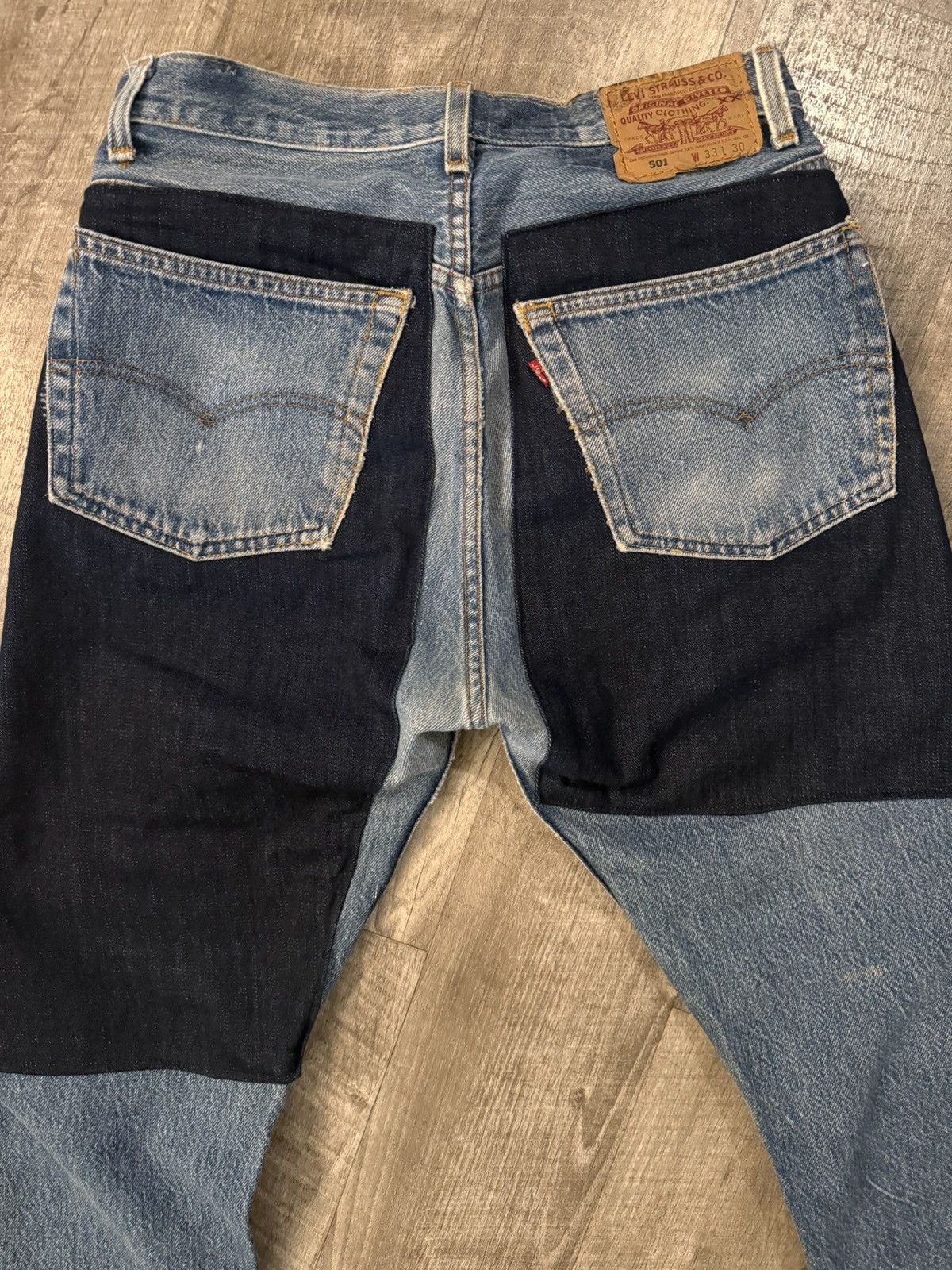 Levi's Vintage Clothing Levi’s 501 Two-Tone Reconstructed Patchwork Denim (USA) - 31 Size US 31 - 2 Thumbnail