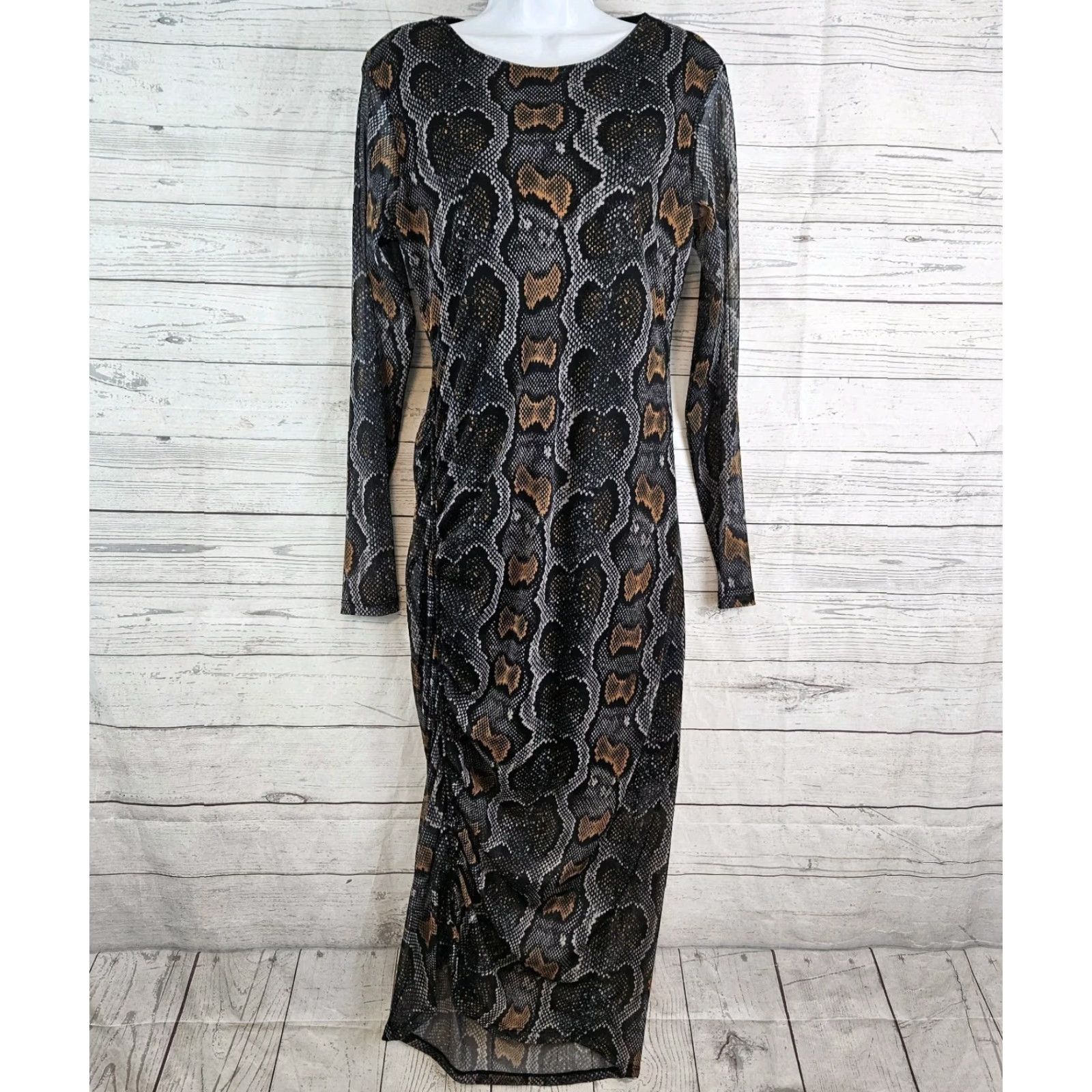 Allsaints AllSaints Norma Snakeskin Print Dress Sz 10 Black Long Sleeve Womens Midi Sheath Vintage No 10 11 Size L / US 10 / IT 46 - 2 Thumbnail