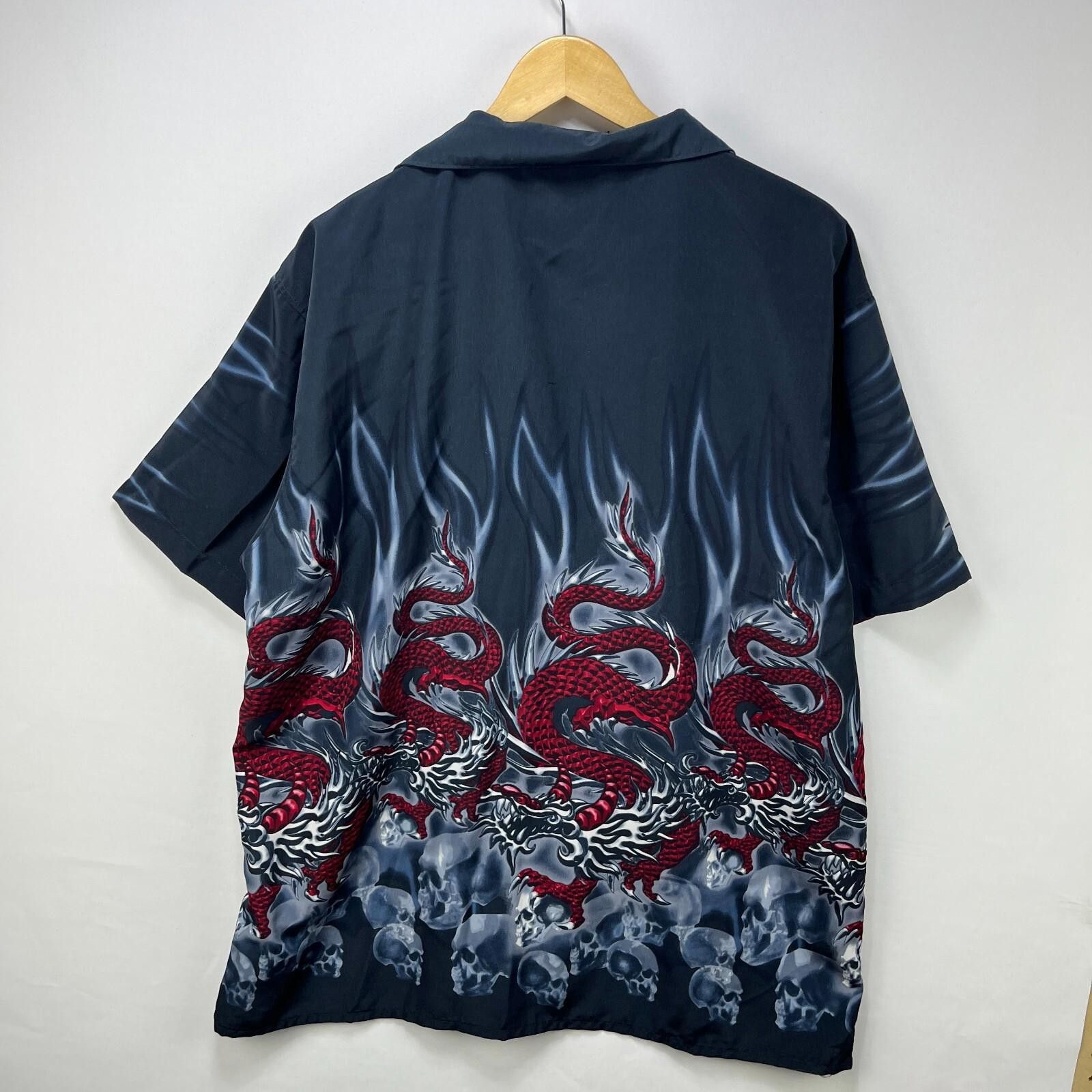 Vintage Vintage Dragon Button Up Shirt Flames Skulls Size XL Size US XL / EU 56 / 4 - 6 Thumbnail