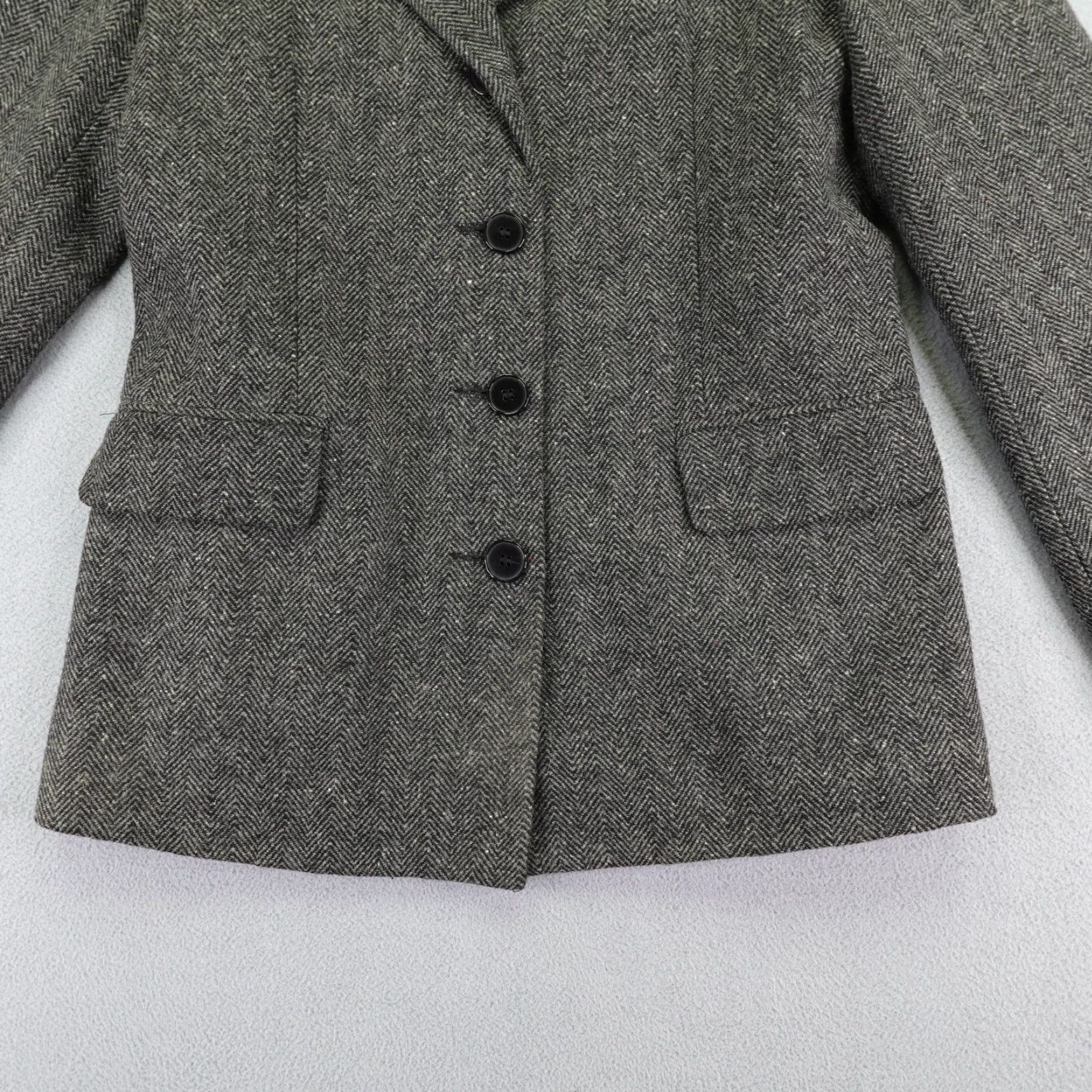 Sandro Sandro Jacket Blazer Womens 8 Gray Herringbone Wool Lined Button Up Overcoat Jacket Blazer Size M / US 6-8 / IT 42-44 - 3 Thumbnail