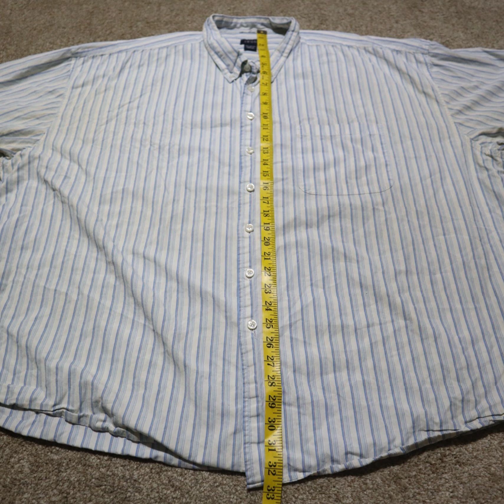 Izod IZOD Shirt Button-Up Long Sleeve Casual Adult Men's 4X Plus Blue Striped Cotton Logo 90s Theme Mens Size US XXL / EU 58 / 5 - 6 Thumbnail