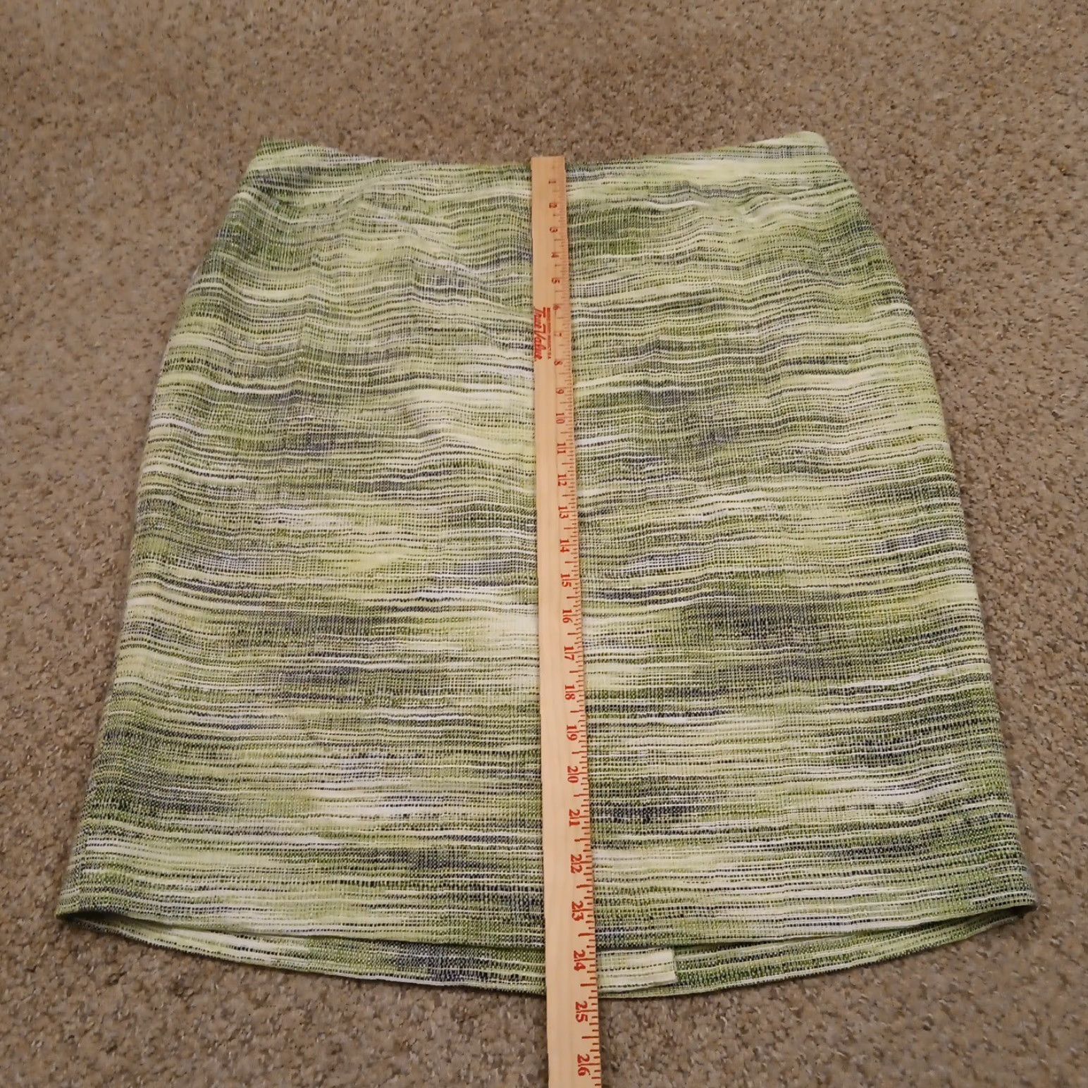 Kasper Kasper Skirt Women Midi Green Striped Lined Slit Zip 14 Acrylic Blend Polyester Modacrylic Pencil Straight Vintage No Size 36" / US 14 / IT 50 - 4 Thumbnail