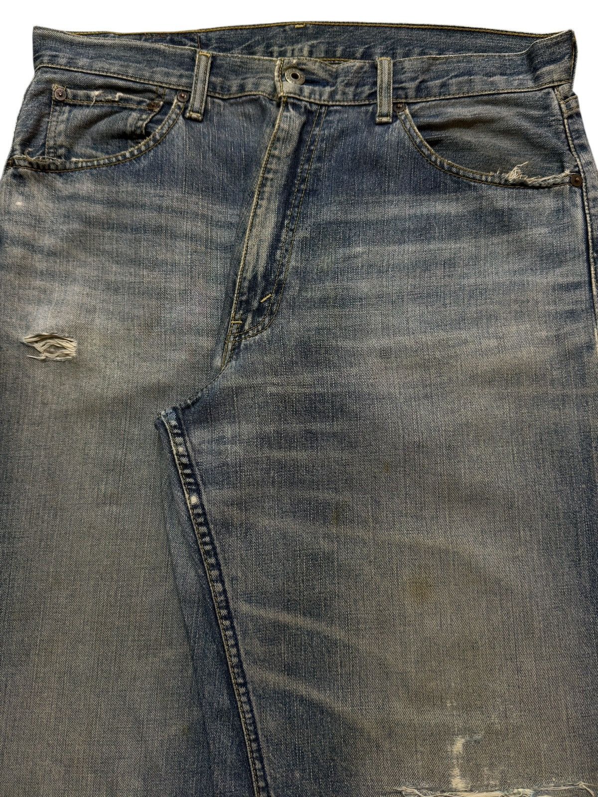 Levi's Vintage 90s Levis 503 Blue Faded Wash Whisker Wide Leg Baggy Size US 34 / EU 50 - 4 Thumbnail