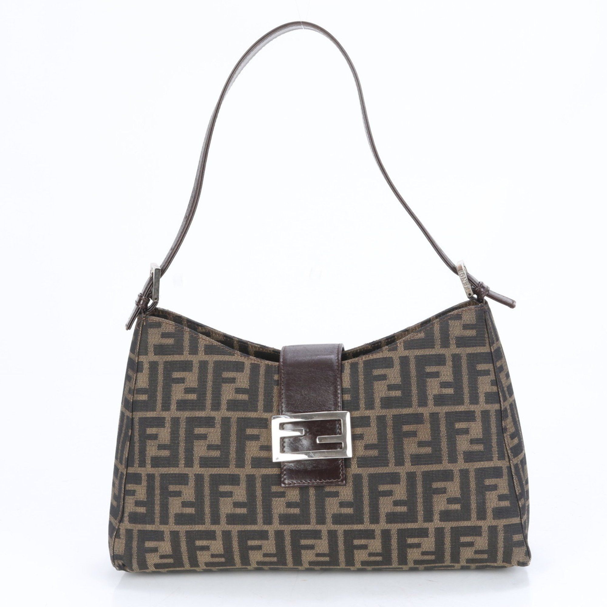 Fendi Zucca Mamma Bucket Baguette Leather Shoulder Bag Tote Handbag For Women in Brown