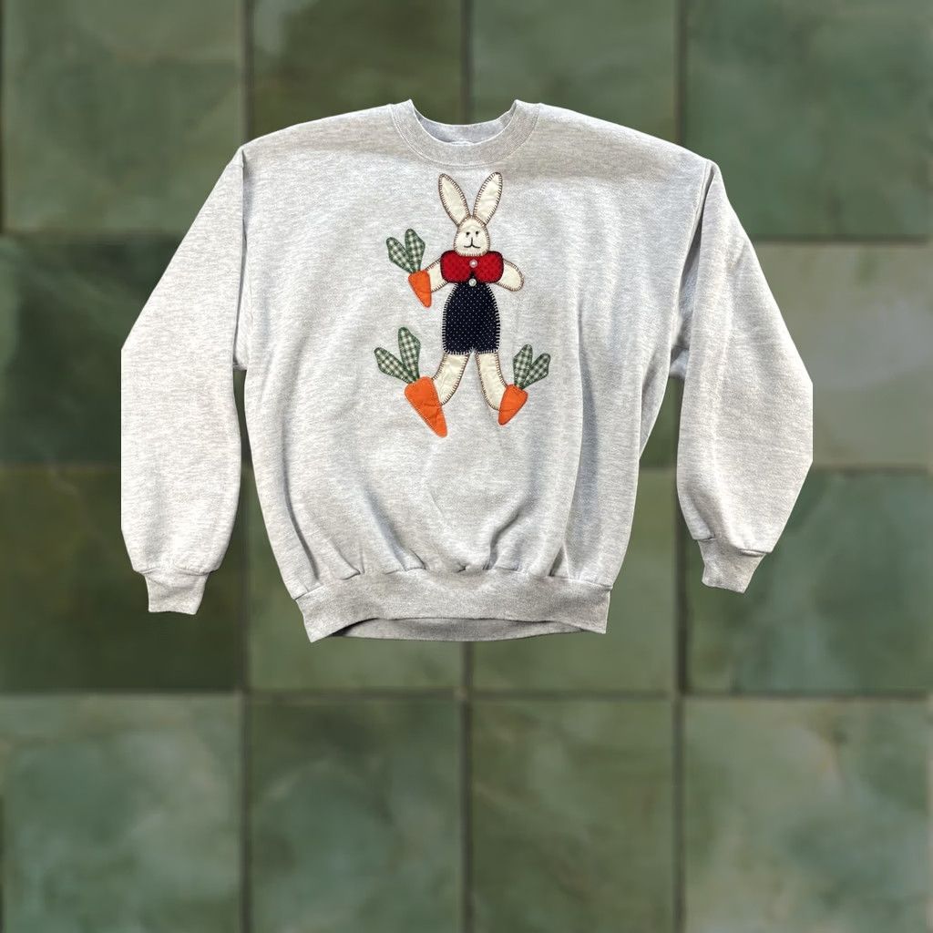 Jerzees VINTAGE Jerzees Sweatshirt Womens XL Gray Bunny Carrot Easter Crewneck USA 90s Size XL / US 12-14 / IT 48-50 - 1 Thumbnail