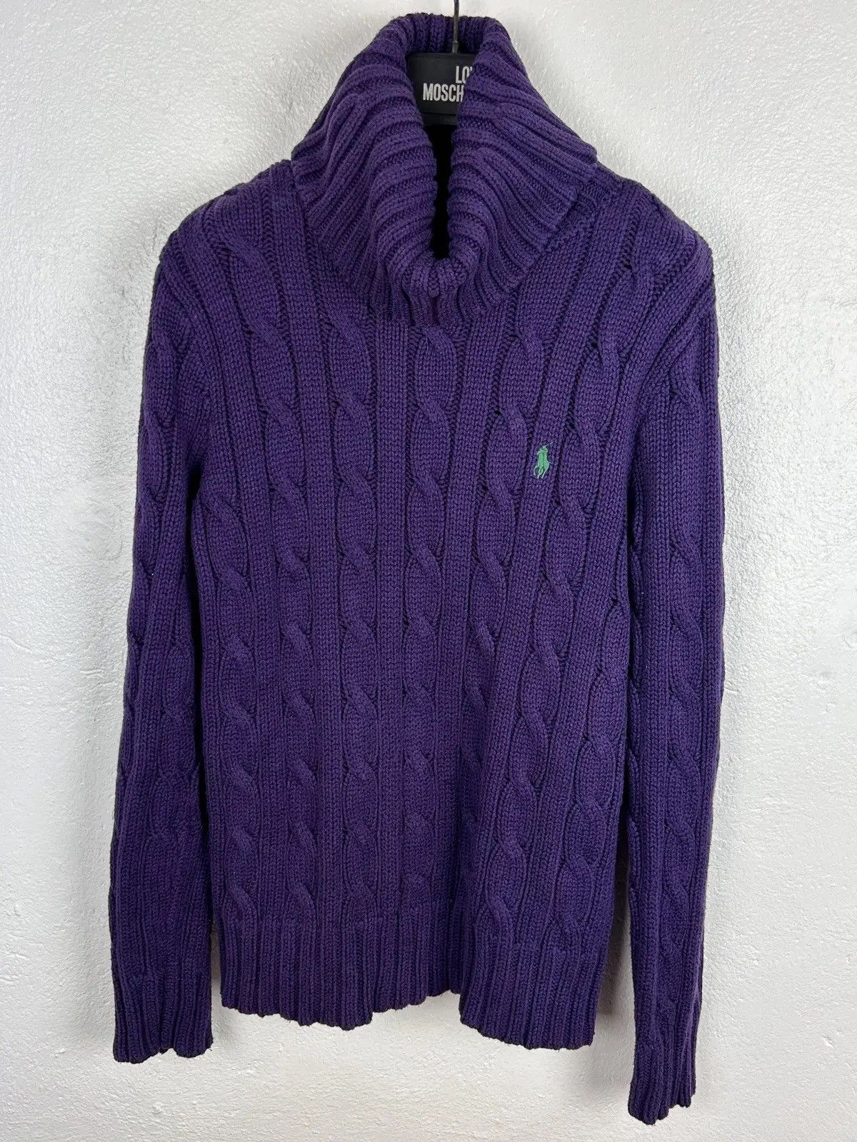 Polo Ralph Lauren Polo Ralph Lauren Cable Knit Turtleneck Sweater In Purple Size L / US 10 / IT 46 - 1 Thumbnail