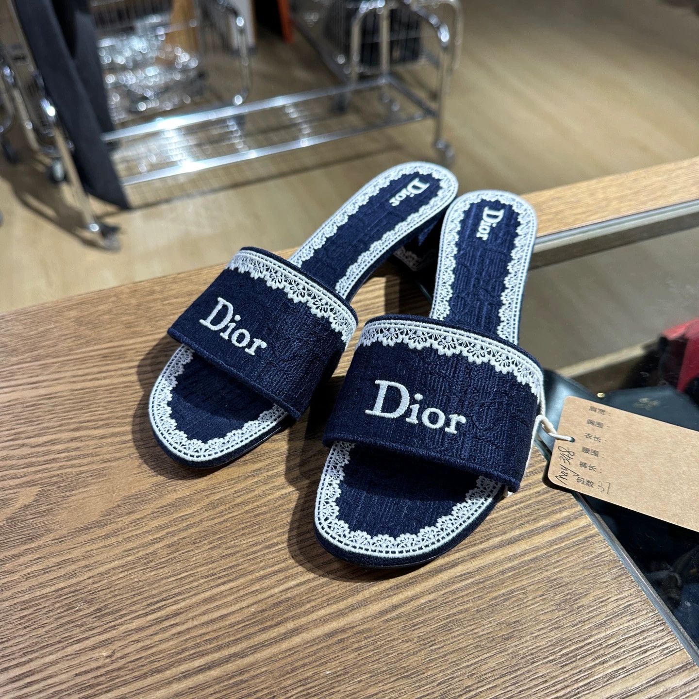 Christian Dior Monsieur Christian Dior 26SS Lace Logo Emb Block Heel Sandal 37 New Size US 6.5 / IT 36.5 - 1 Thumbnail
