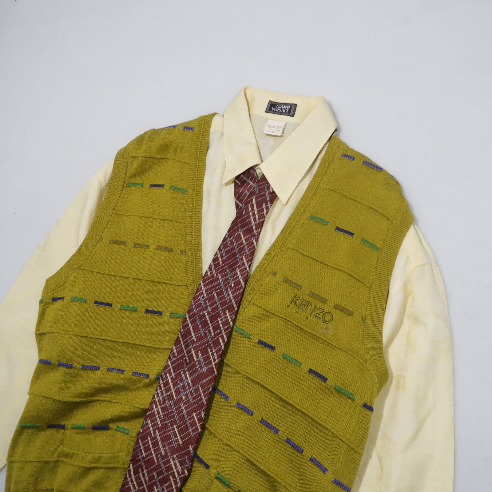 Vintage Kenzo Golf 3d Pattern Cardigan Knit Vest in Yellow, Men's — image 4 of 6
