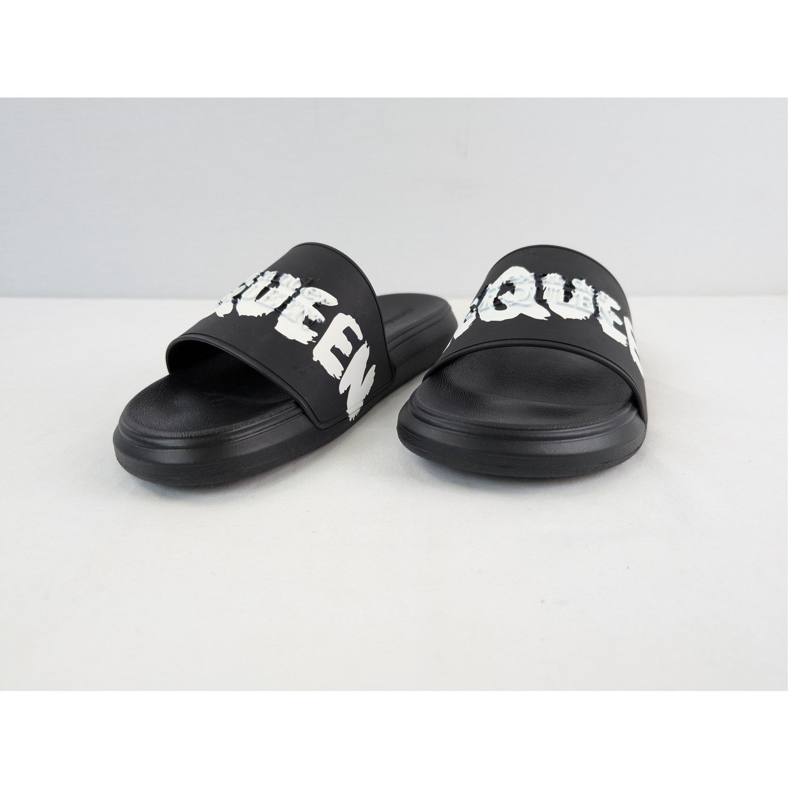 Alexander McQueen o1rshd1 Sandal Rubber Slider Logo Slippers in Black 45 Size US 12 / EU 45 - 7 Thumbnail