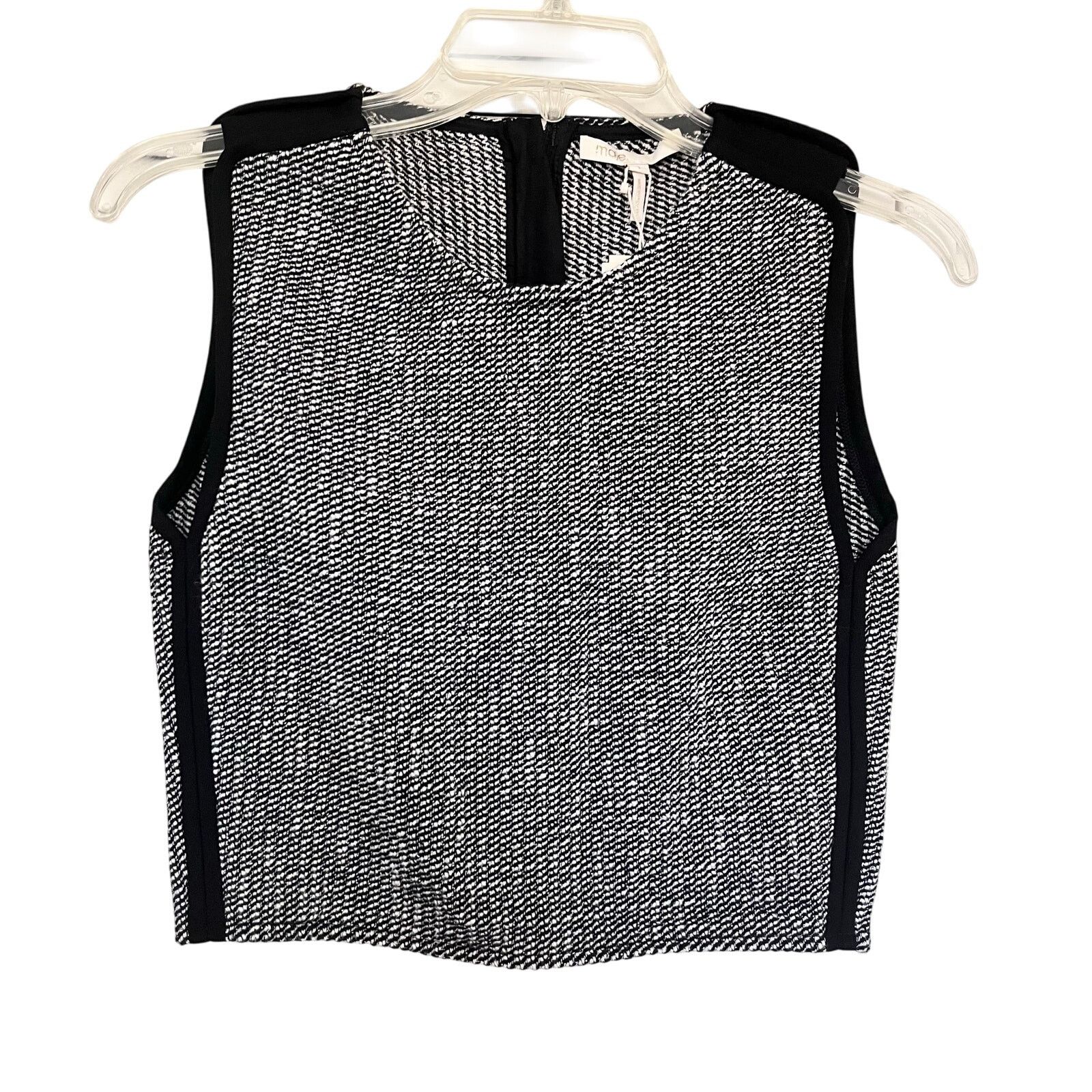 Maje Maje Larza Black White Jacquard Sleeveless Cropped Top NWT Size S / US 4 / IT 40 - 3 Thumbnail