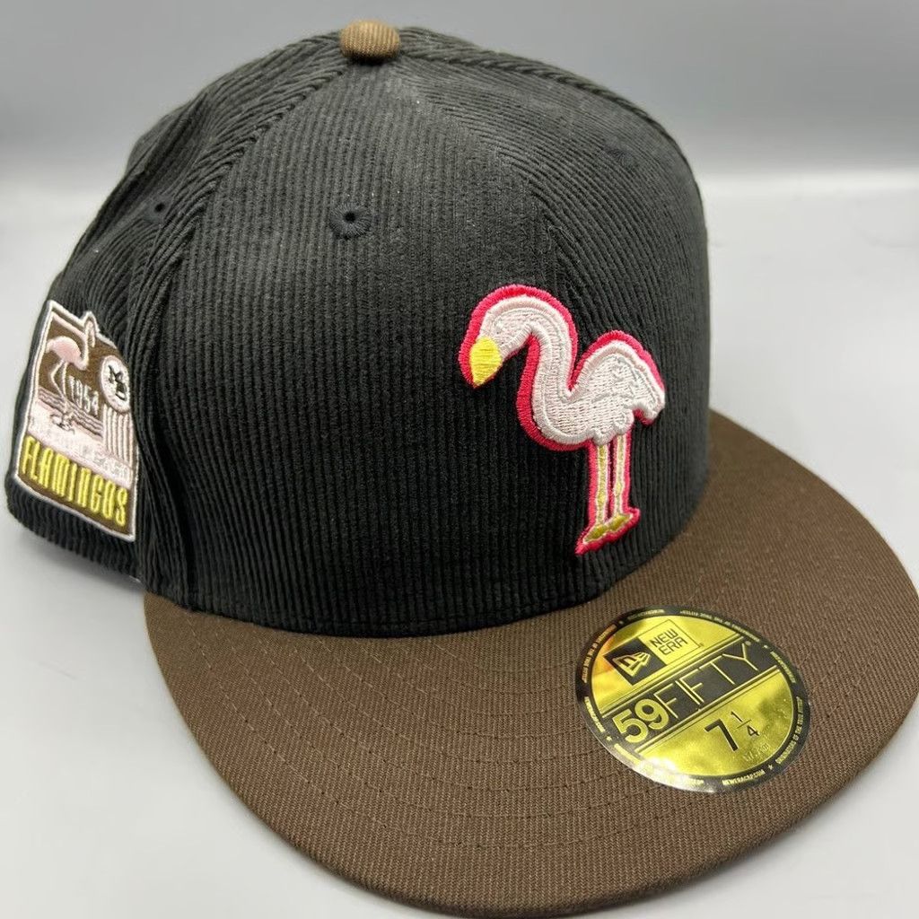 New Era Miami Beach Flamingos Hat Men 7 1/4 Corduroy MiLB Fitted Cap Size ONE SIZE - 1 Thumbnail