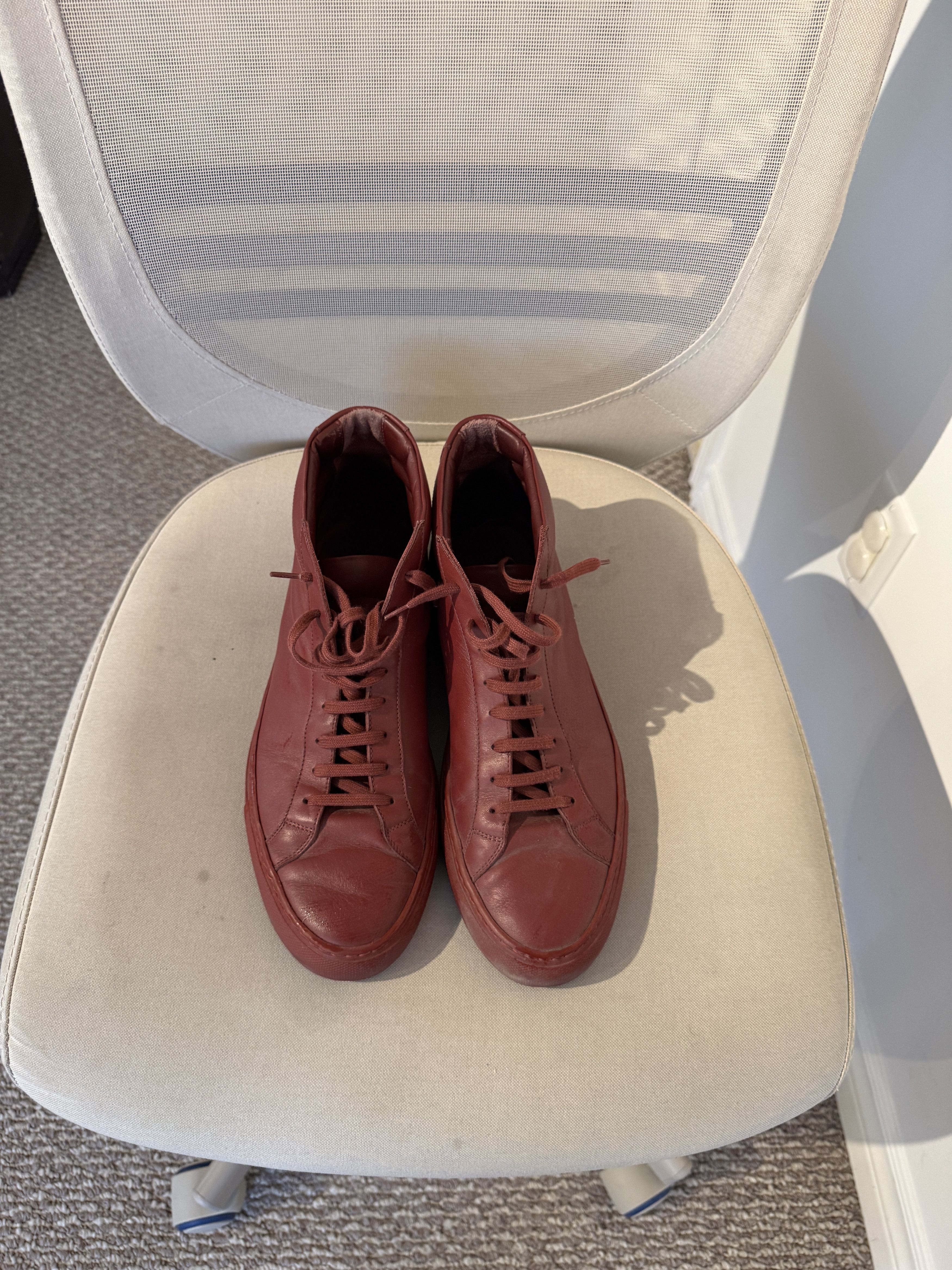 Common Projects Common Projects Achilles Mid Burgundy Leather Size US 11 / EU 44 - 7 Thumbnail