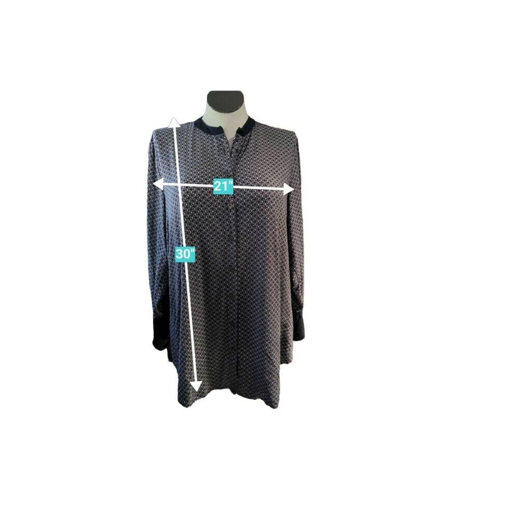 Other April Cornell Women's L Button Down Dress Shirt Black Gray Size L / US 10 / IT 46 - 8 Thumbnail