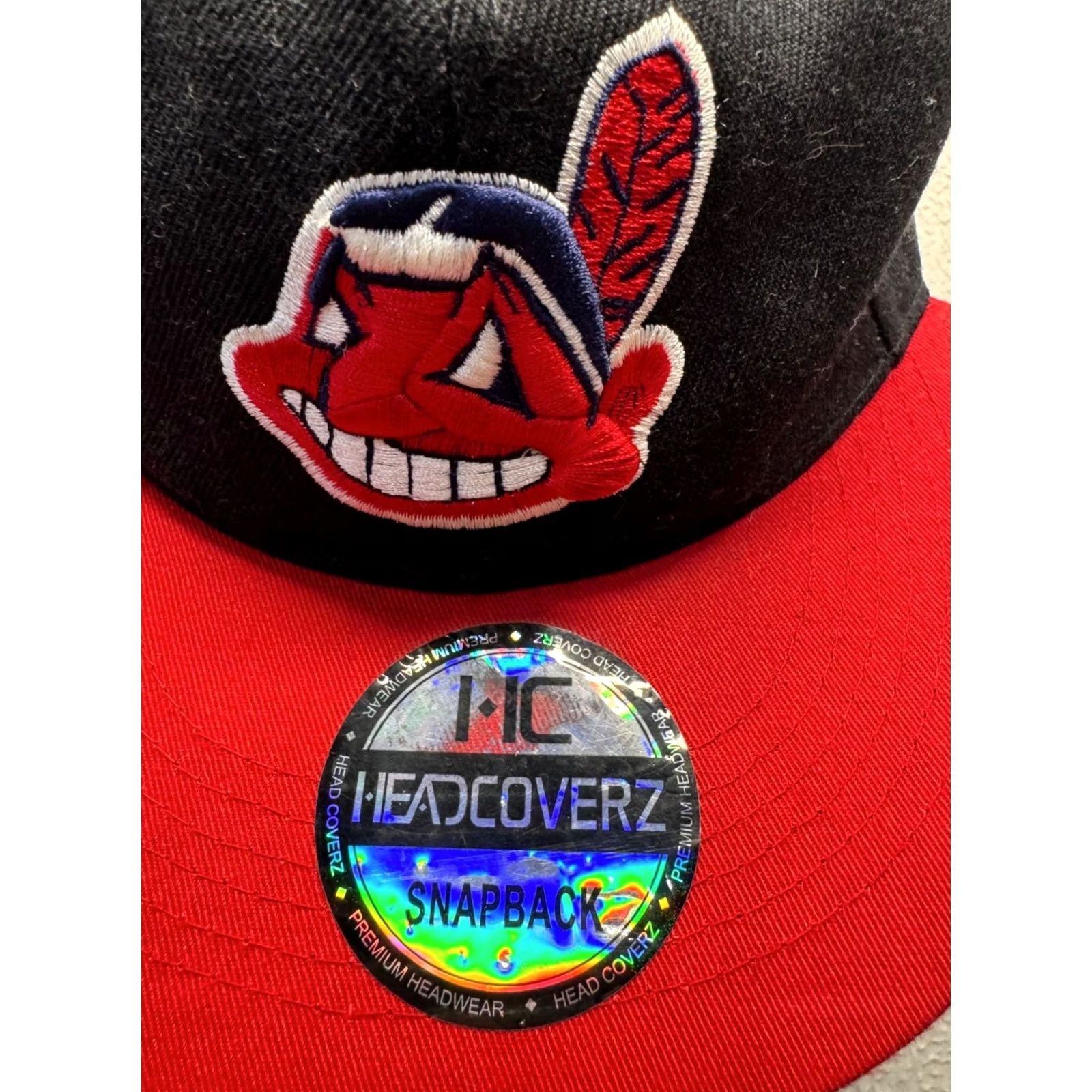 Logo 7 Headcoverz Cleveland Hat Snapback Adjustable Embroidered Logo Baseball Cap Mens One Size Black Red Size ONE SIZE - 5 Thumbnail
