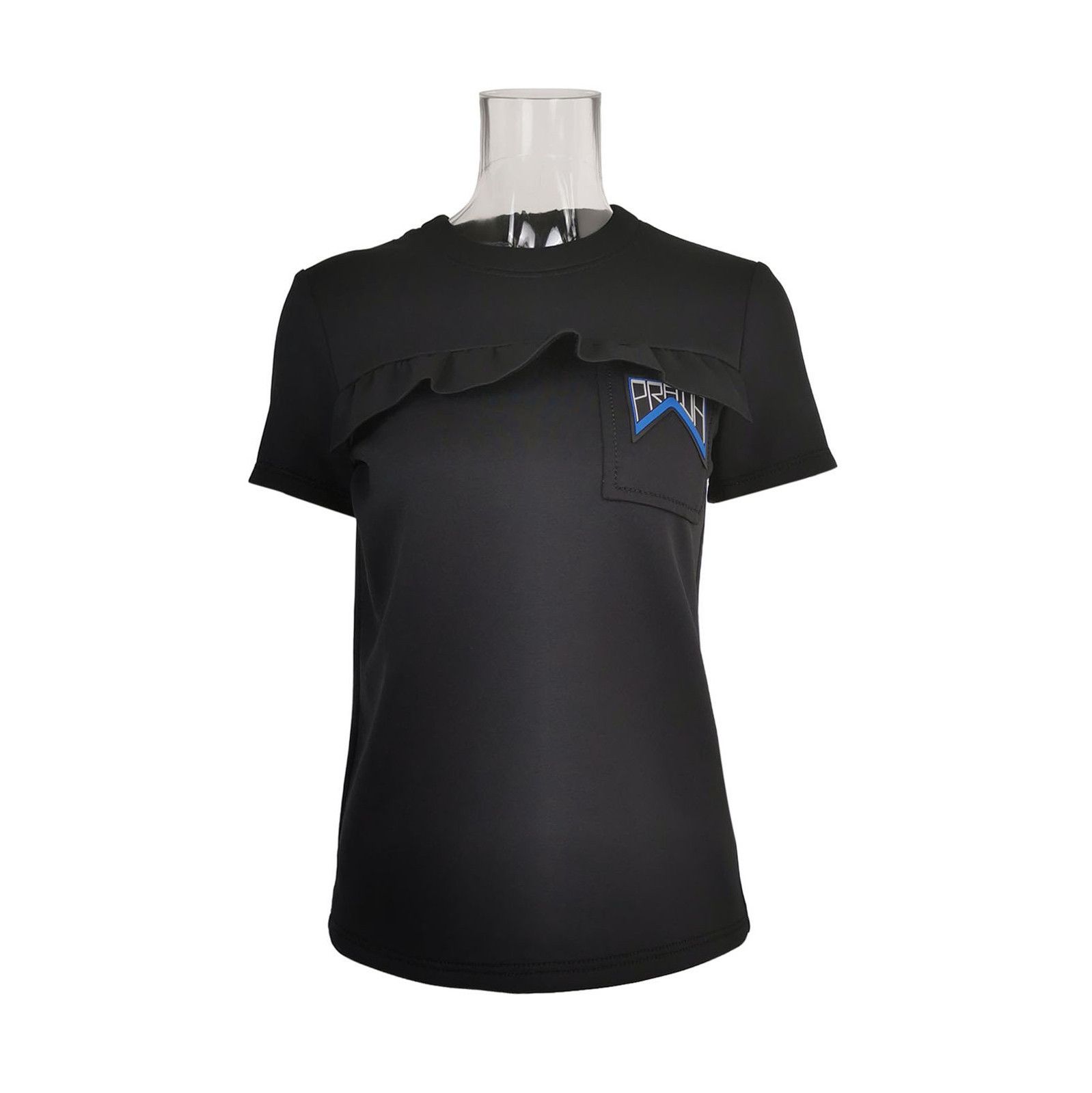 Prada Prada Logo Ruffled Black T-Shirt 0089 Size M / US 6-8 / IT 42-44 - 1 Thumbnail