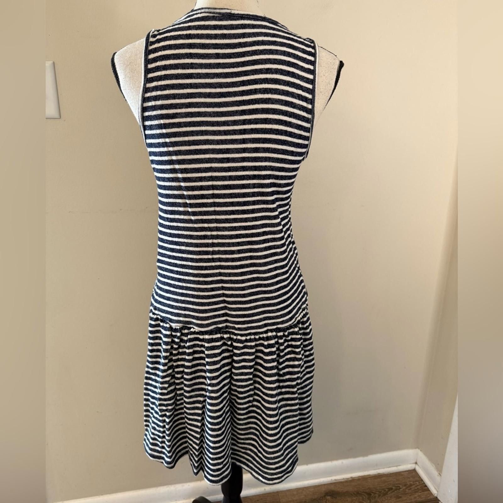 The Game Gaze black cream striped tank dress scoop neck ruffled XS Size XS / US 0-2 / IT 36-38 - 2 Thumbnail