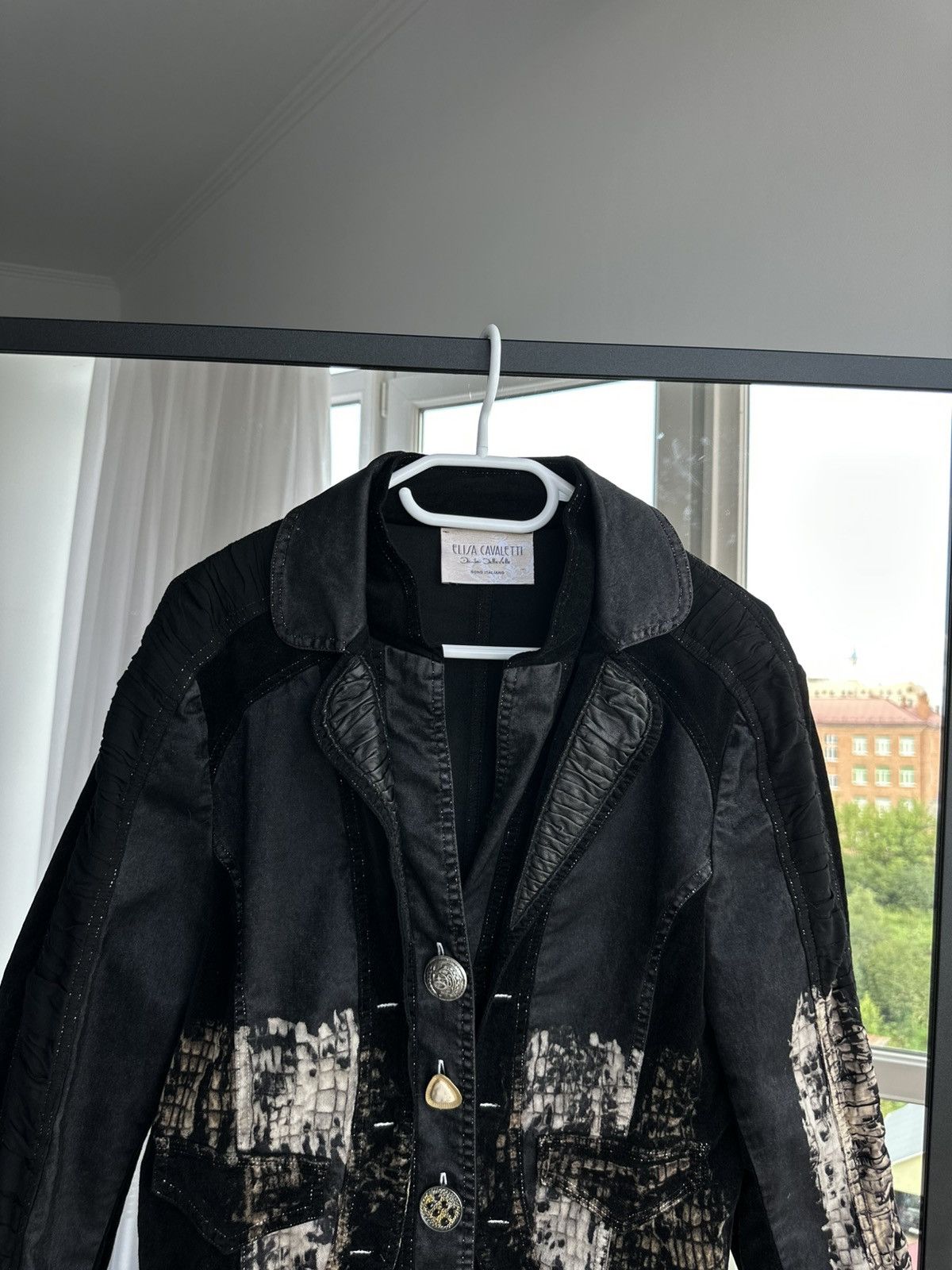Vintage Elisa Cavaletti Black Artistic Button Blazer Jacket Size M / US 6-8 / IT 42-44 - 2 Thumbnail