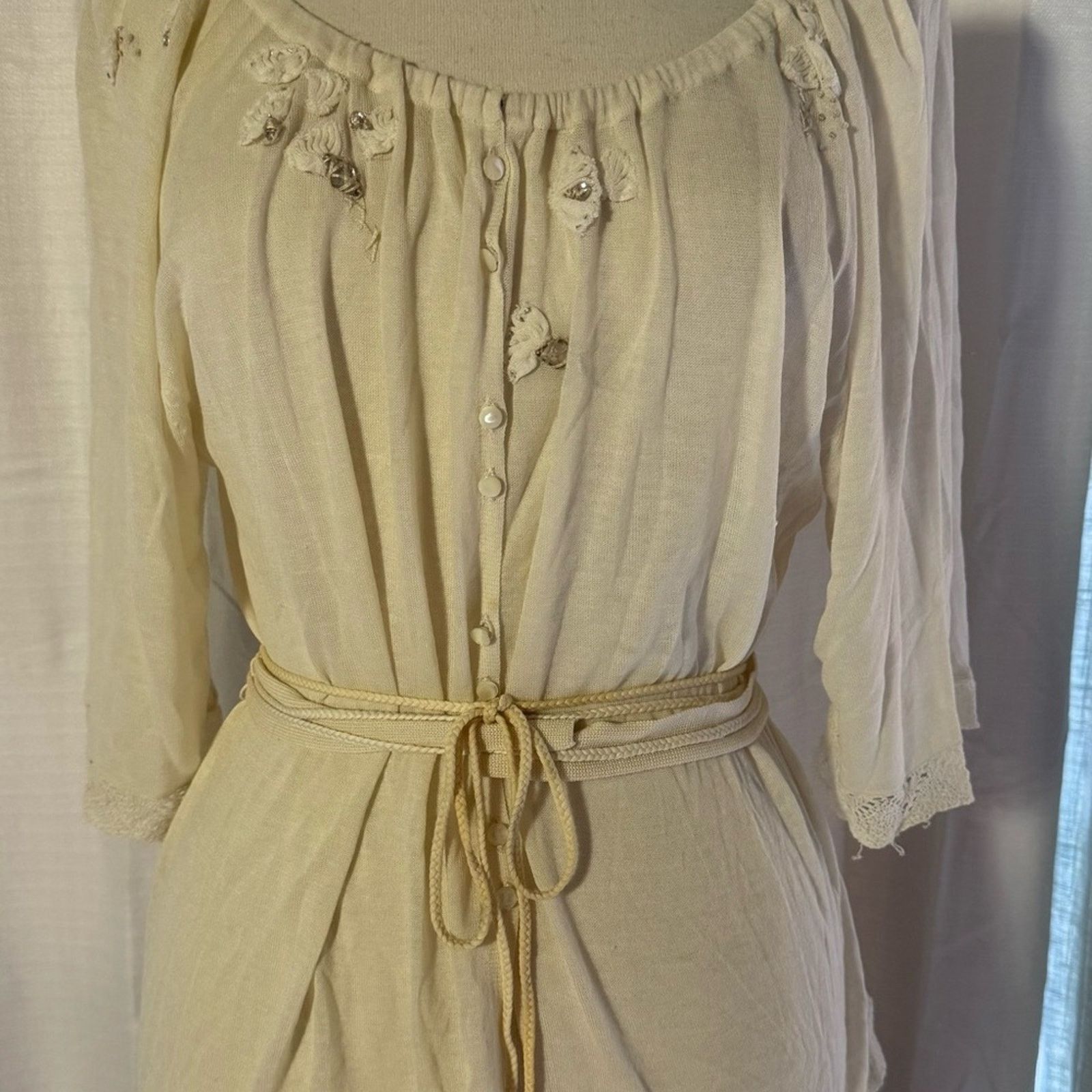 Rebecca Taylor Rebecca Taylor Cream Button Down Blouse L Size L / US 10 / IT 46 - 4 Thumbnail