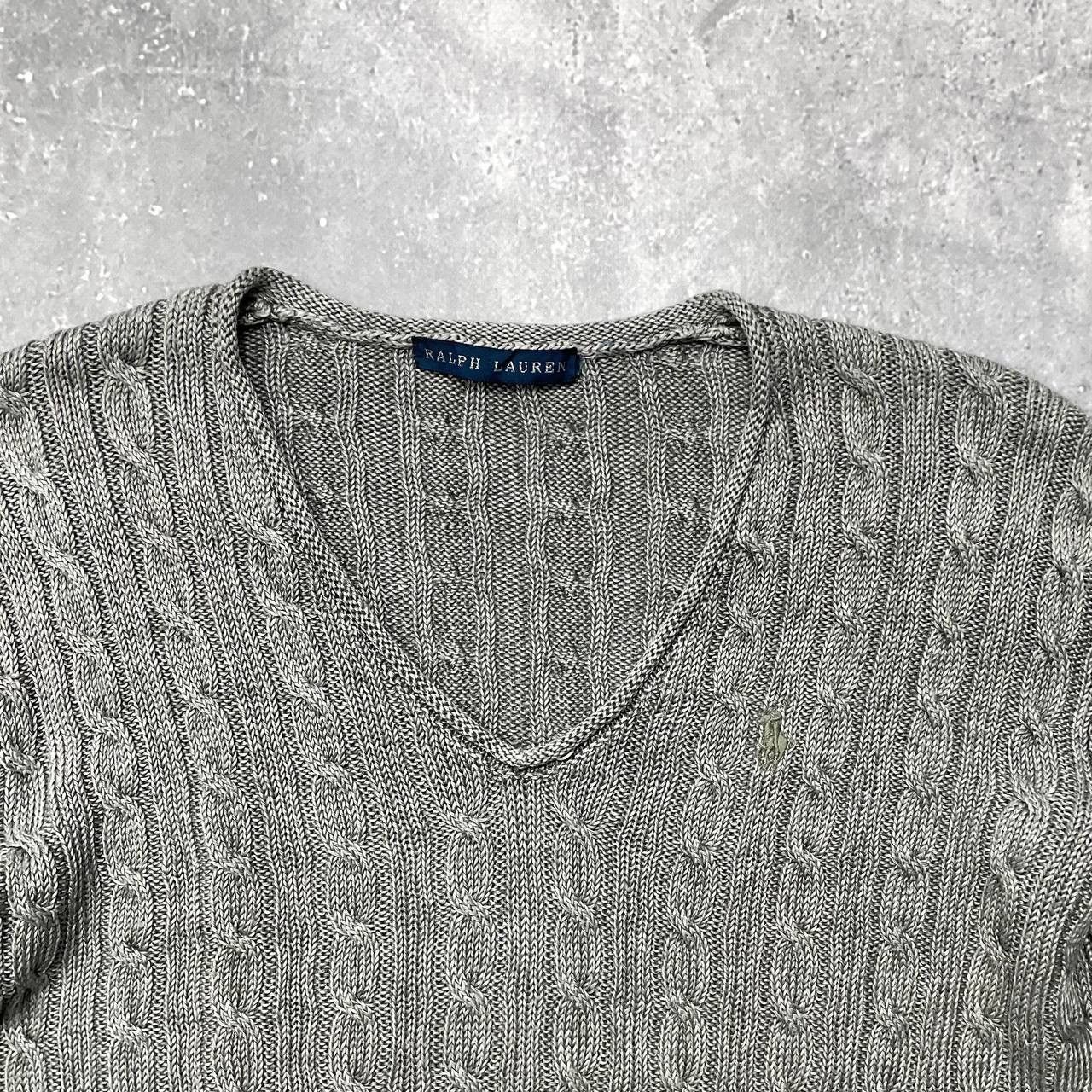 Ralph Lauren Vintage 2000s Ralph Lauren V-Neck Cable Knit Sweater Women’s Size L / US 10 / IT 46 - 2 Thumbnail