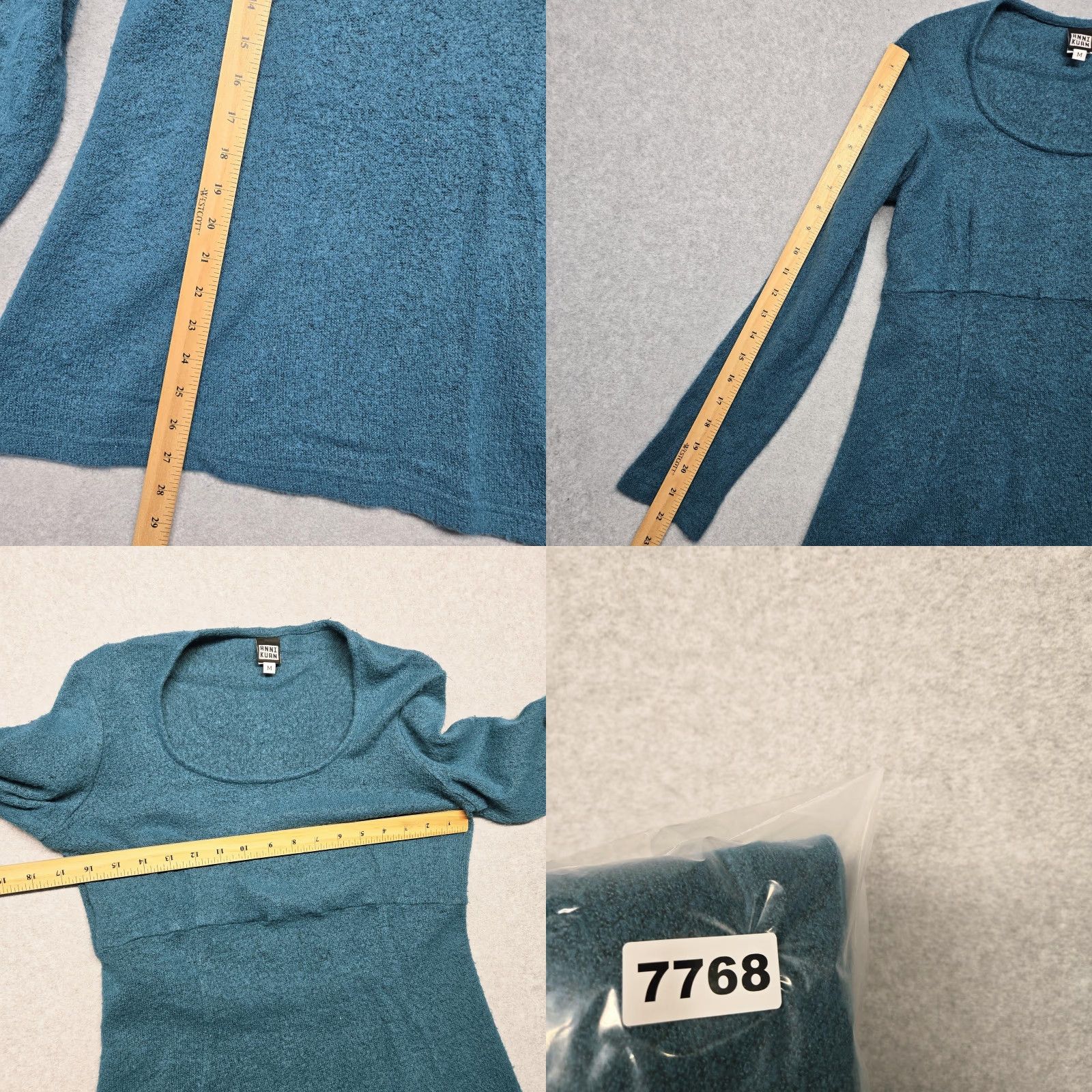 Ganni Anni Kuan Womens Medium Tunic Sweater Blue Scoop Neck Textured Knit Stretch Size M / US 6-8 / IT 42-44 - 8 Thumbnail