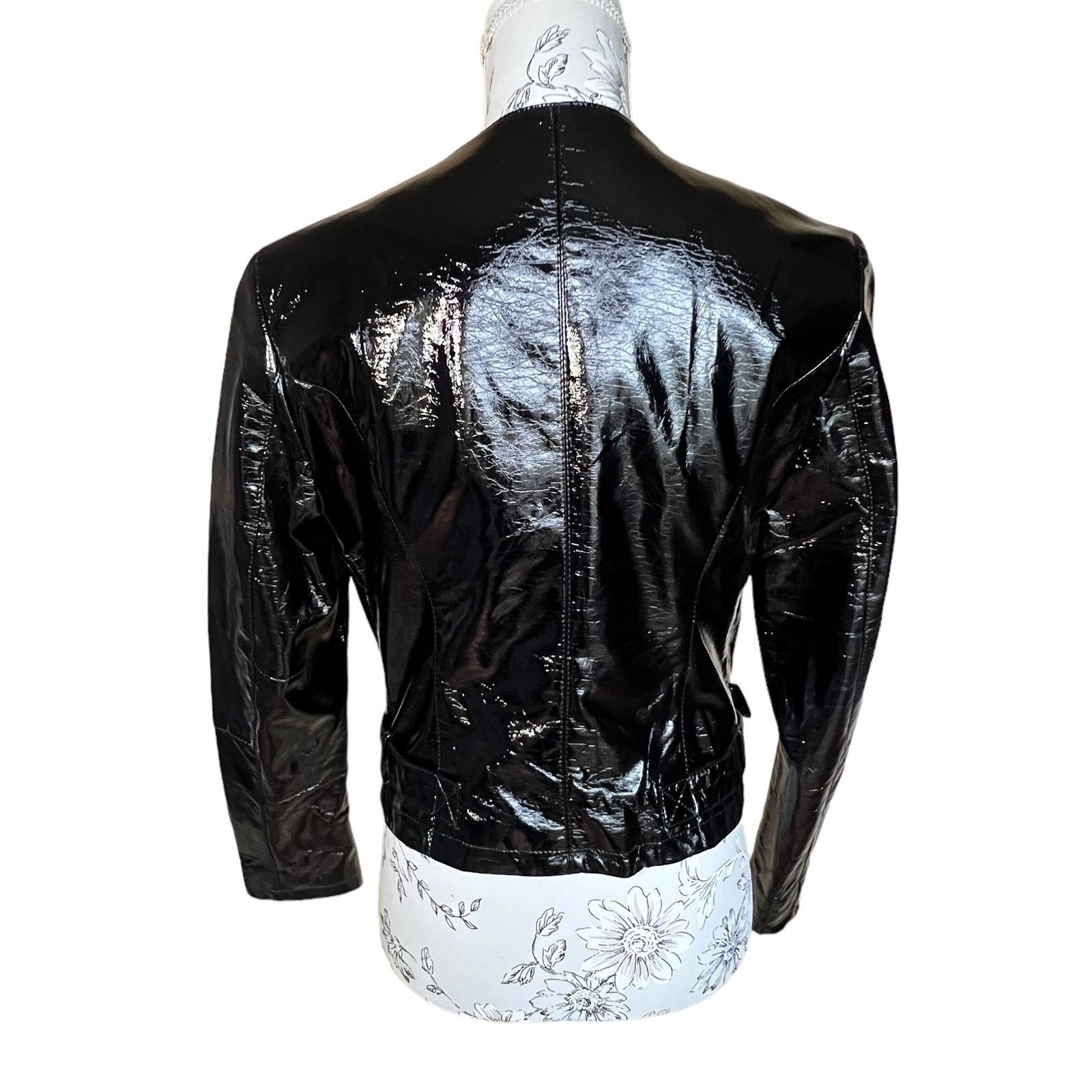 Other New LA Coalition Blck Vegan Patent Leather Motorcycle Jacket Size S / US 4 / IT 40 - 10 Thumbnail